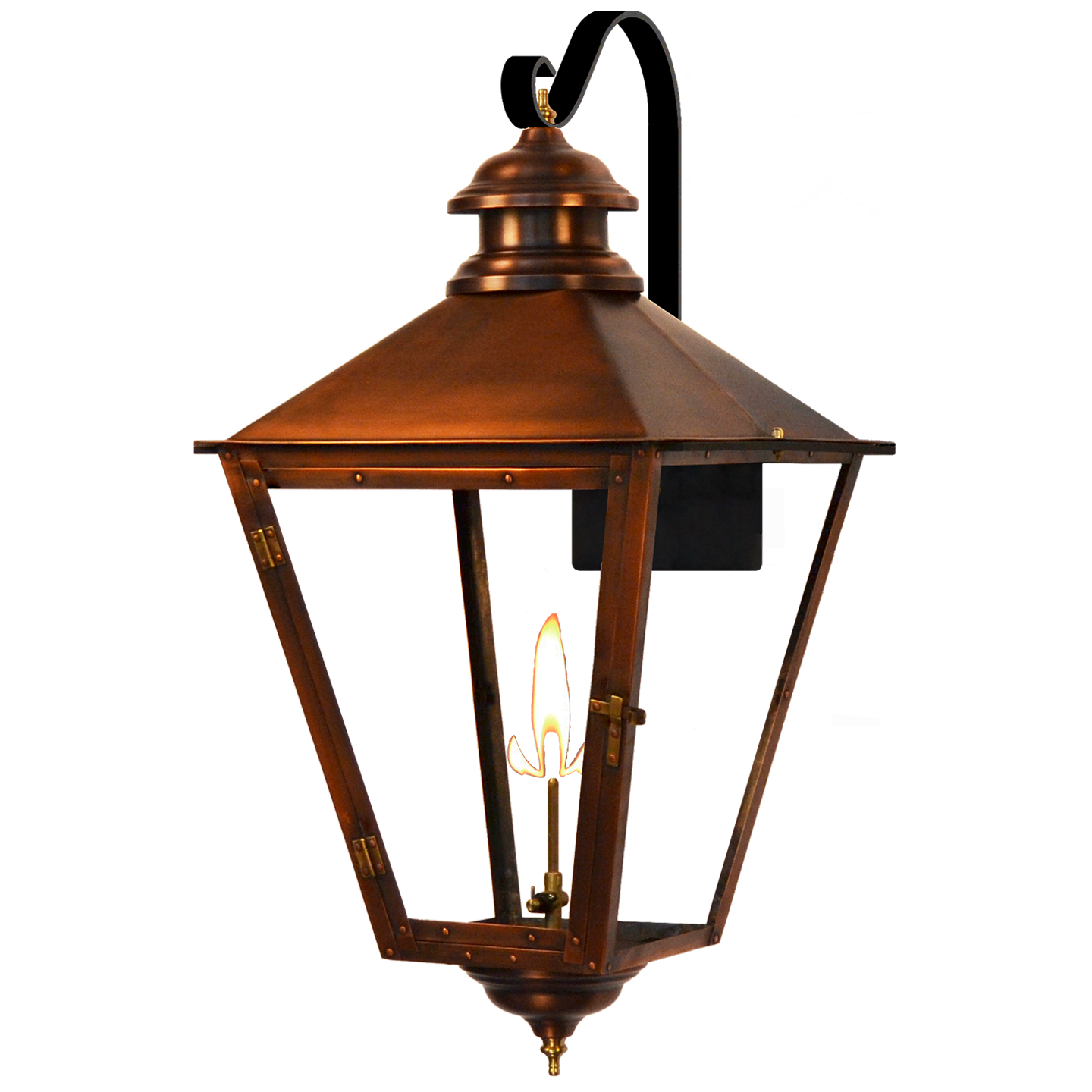 Adams Street 28.5" Farmhouse Hook Lantern in Antique Copper, Gas