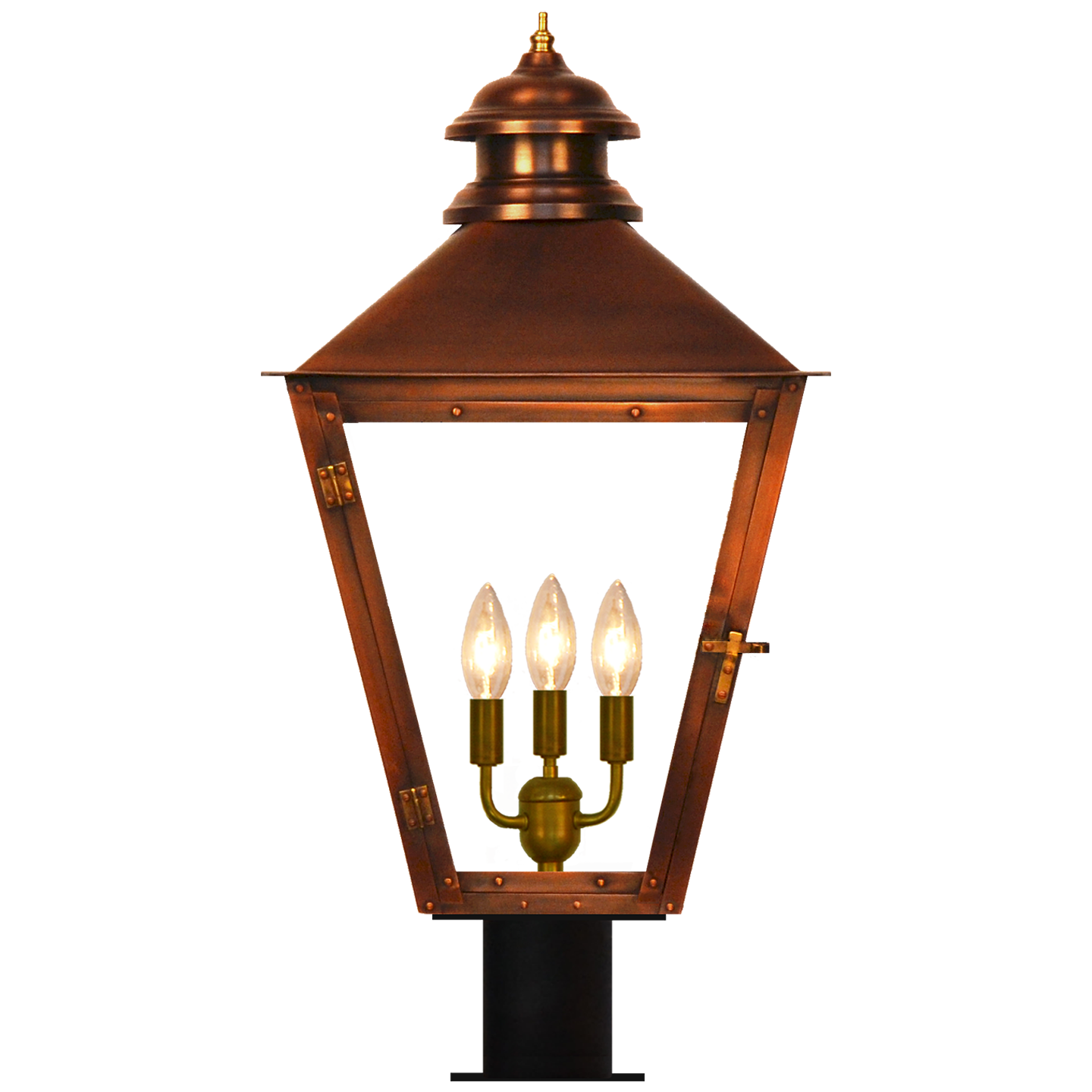 Adams Street 32" Post Fitter Lantern in Antique Copper, Electric