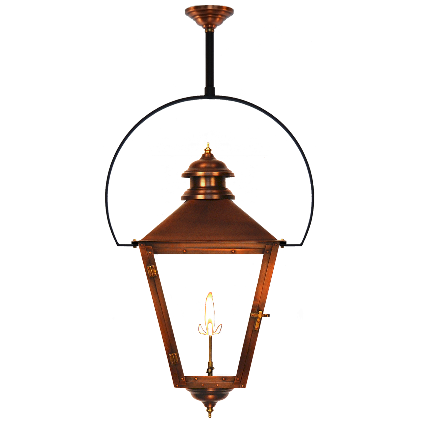Adams Street 32" Classic Yoke Ceiling Lantern in Antique Copper, Gas