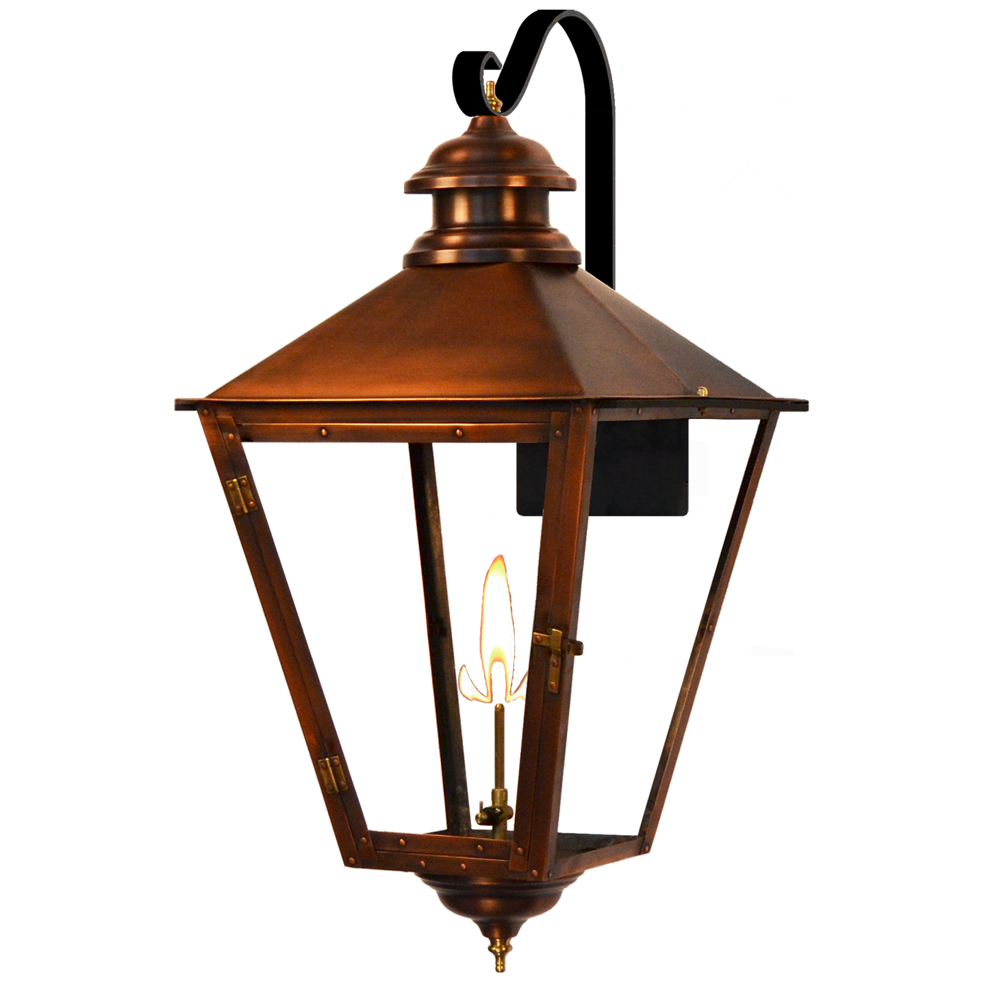 Adams Street 32" Farmhouse Hook Lantern in Antique Copper, Gas