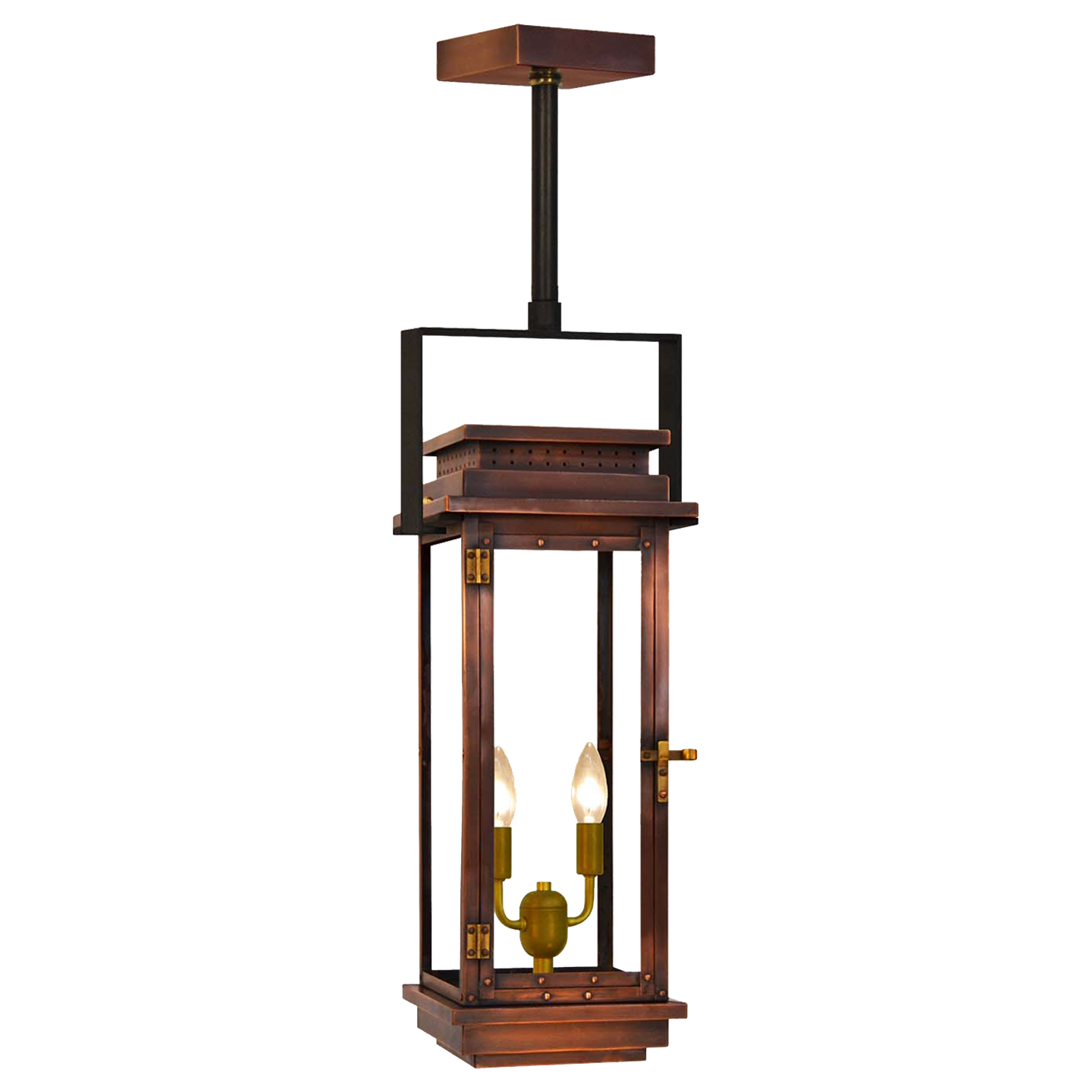 Contempo 18" Contemporary Yoke Ceiling Lantern in Antique Copper, Electric