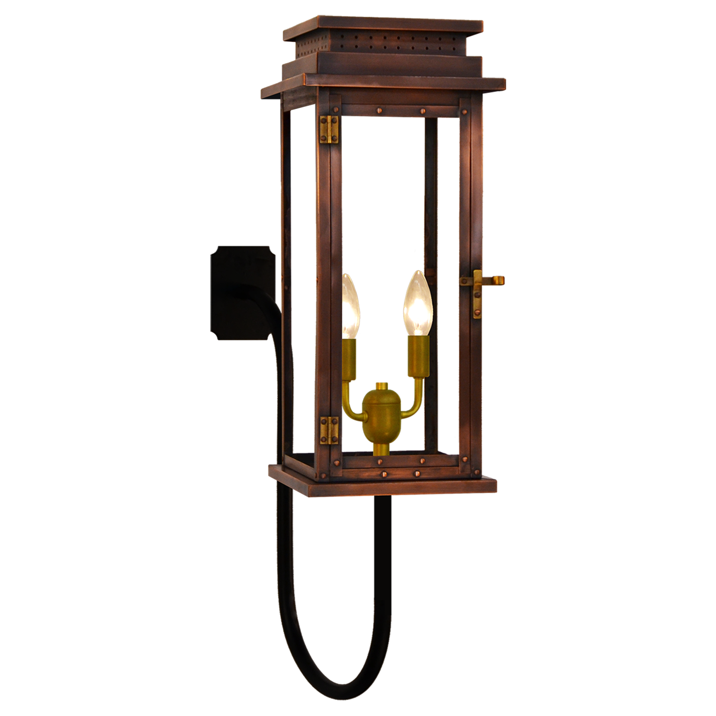 Contempo 18" Gooseneck Wall Lantern in Antique Copper, Electric