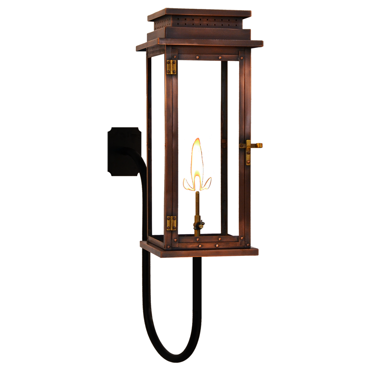 Contempo 18" Gooseneck Wall Lantern in Antique Copper, Gas