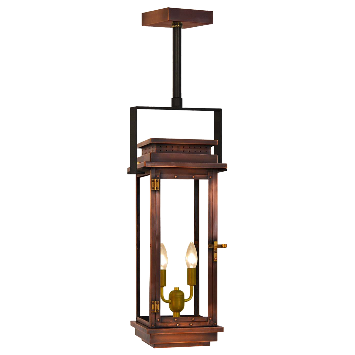 Contempo 24" Contemporary Yoke Ceiling Lantern in Antique Copper, Electric