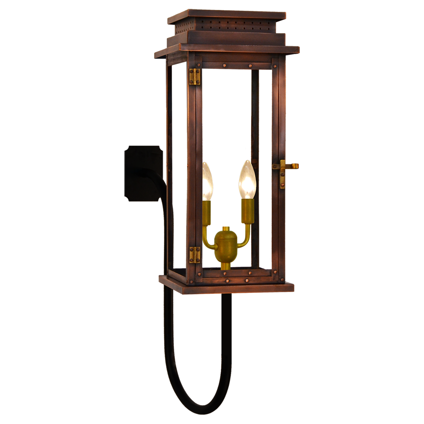 Contempo 24" Gooseneck Wall Lantern in Antique Copper, Electric