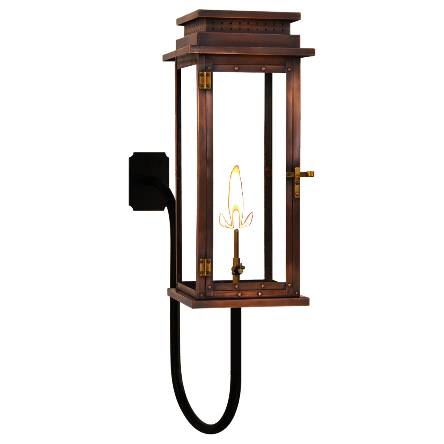 Contempo 24" Gooseneck Wall Lantern in Antique Copper, Gas, Propane Tip