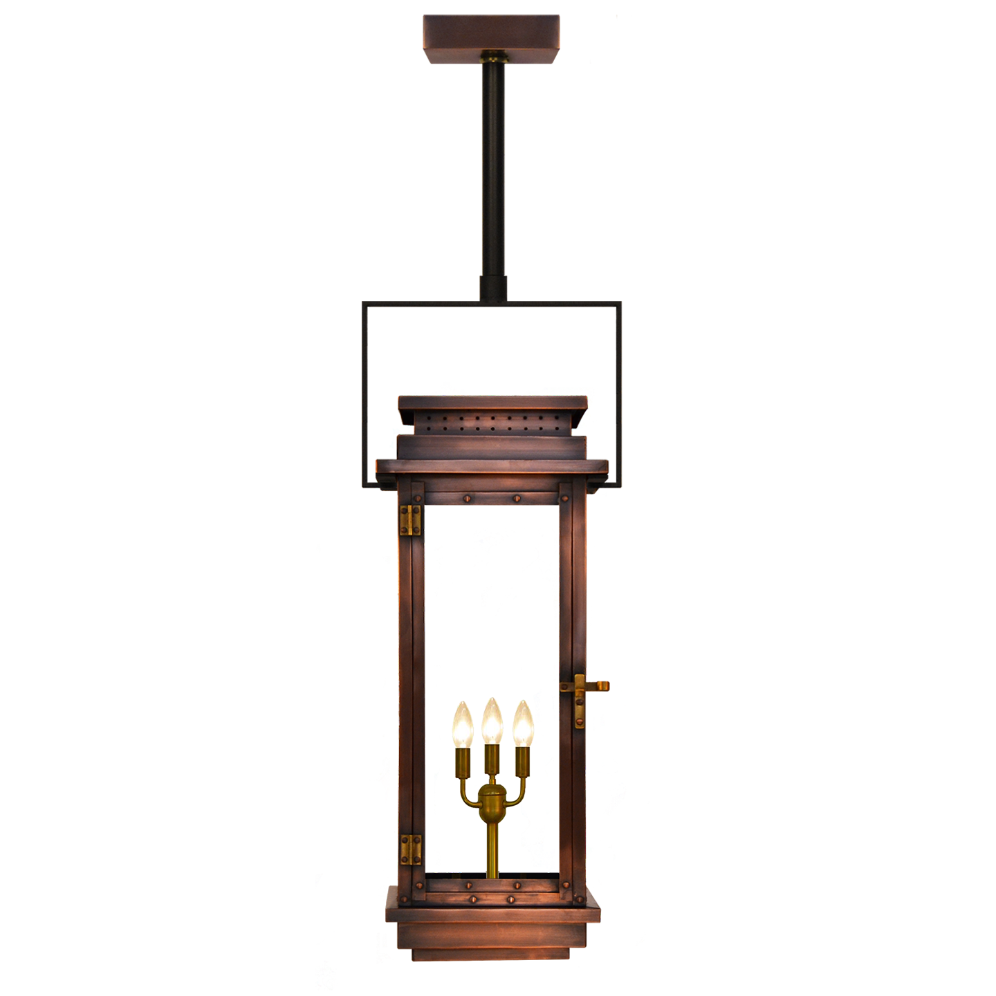 Contempo 31" Contemporary Yoke Ceiling Lantern in Antique Copper, Electric