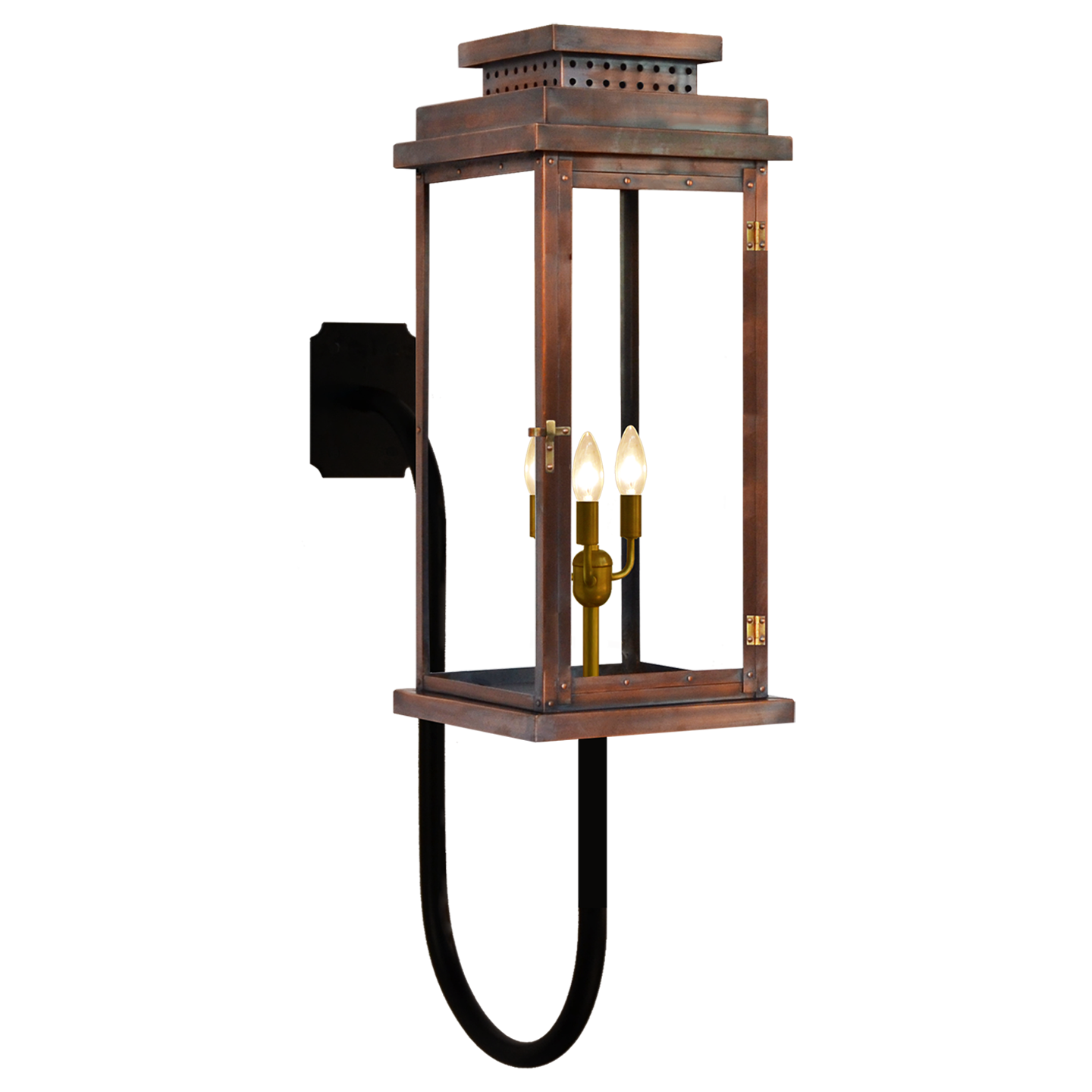 Contempo 31" Gooseneck Wall Lantern in Antique Copper, Electric