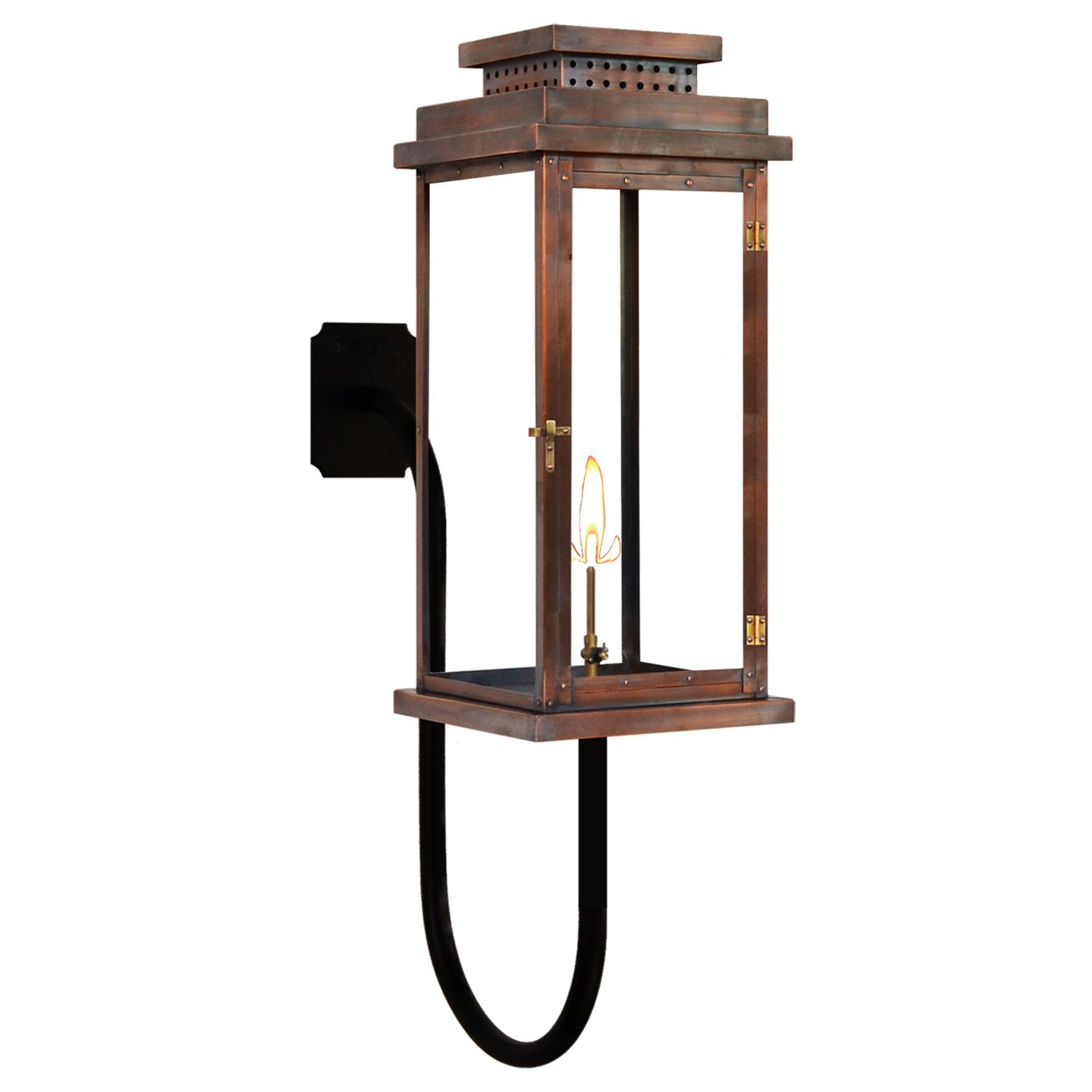 Contempo 31" Gooseneck Wall Lantern in Antique Copper, Gas, Propane Tip