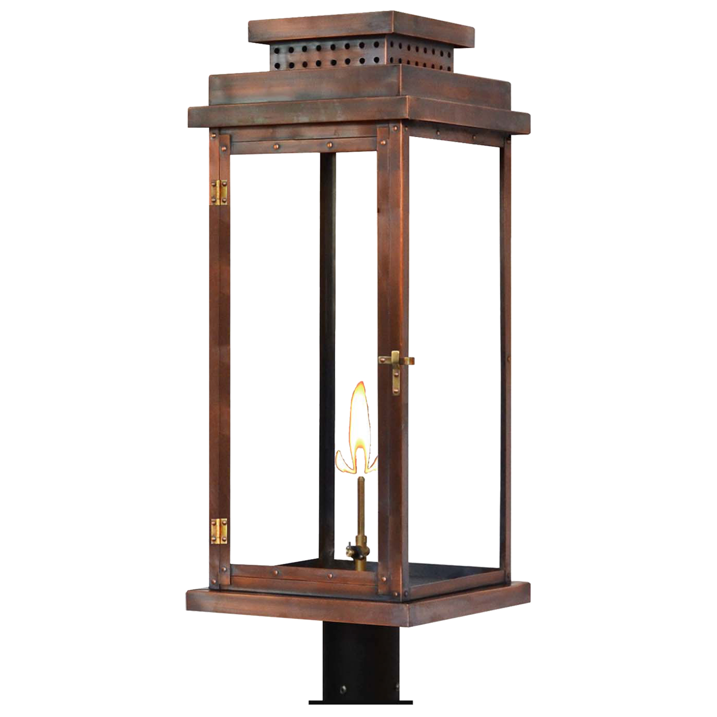 Contempo 31" Post Lantern in Antique Copper, Gas, Propane Tip