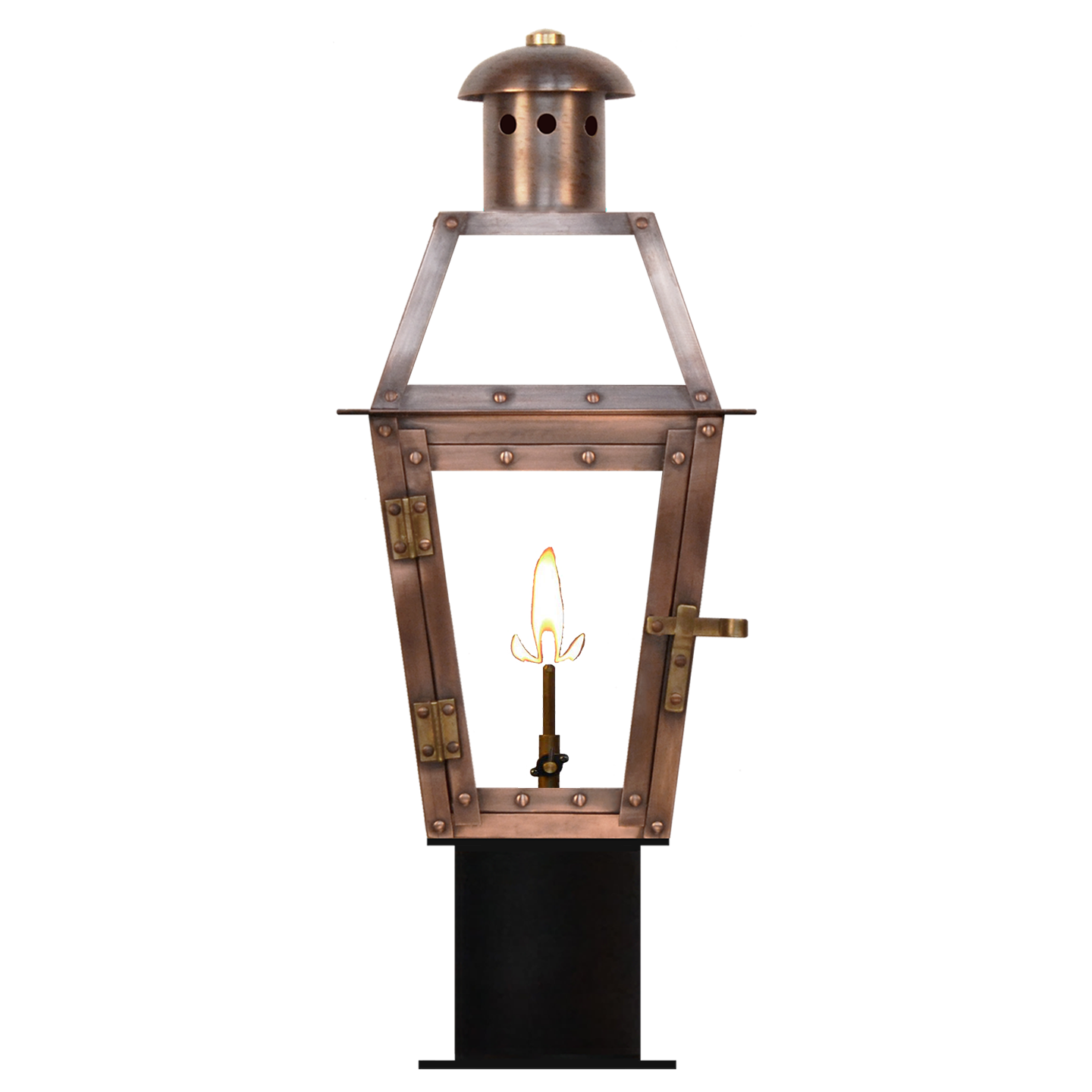 Georgetown 15" Post Lantern in Antique Copper, Gas, Propane Tip