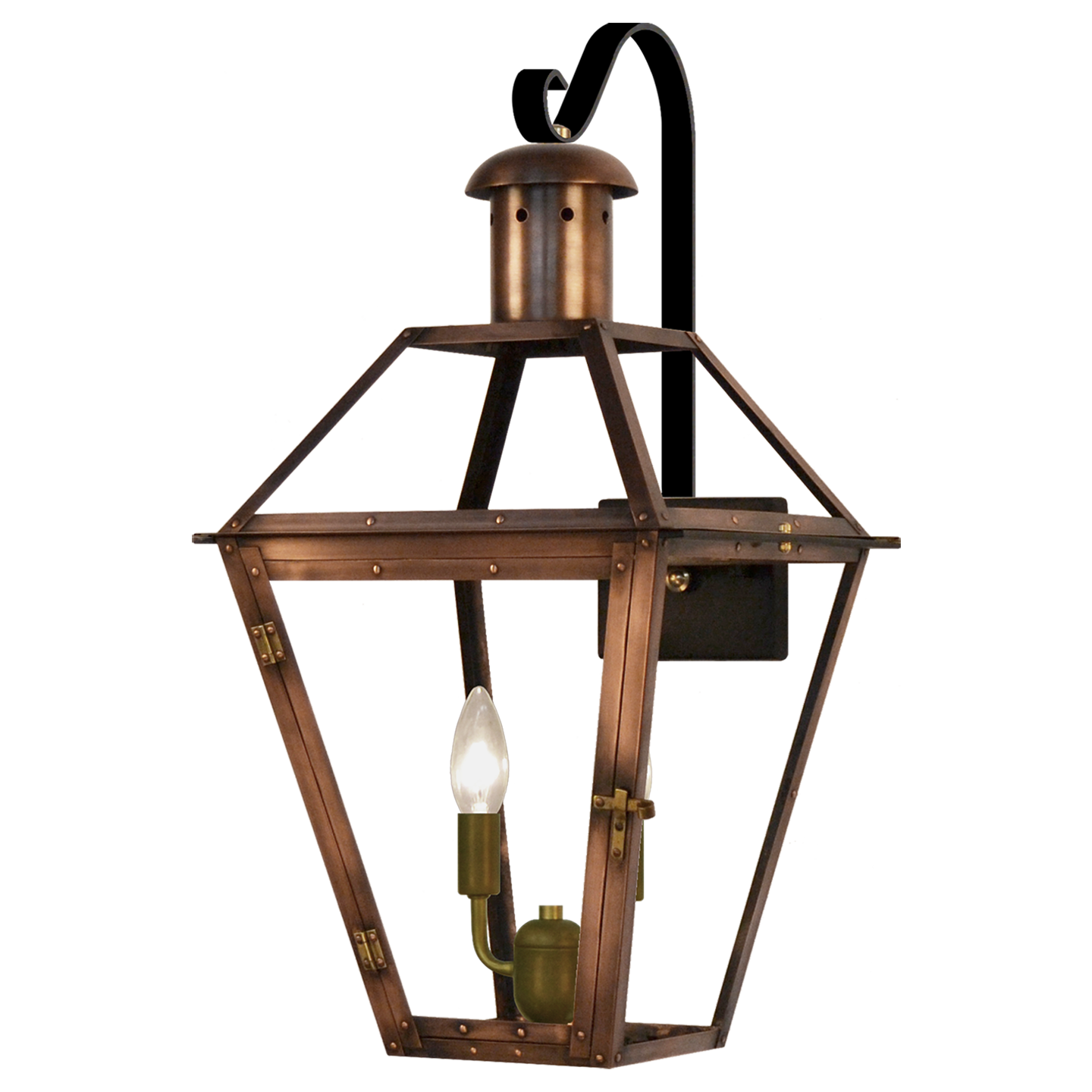 Georgetown 18" Farmhouse Hook Wall Lantern in Antique Copper, Electric