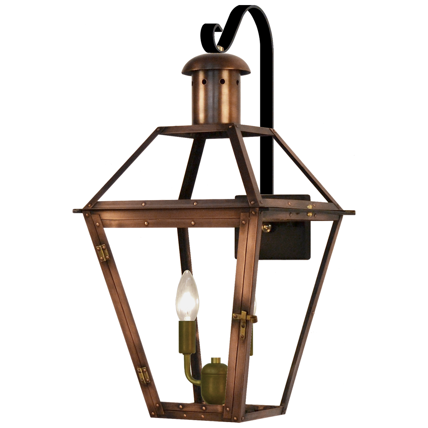 Georgetown 20" Farmhouse Hook Wall Lantern in Antique Copper, Electric