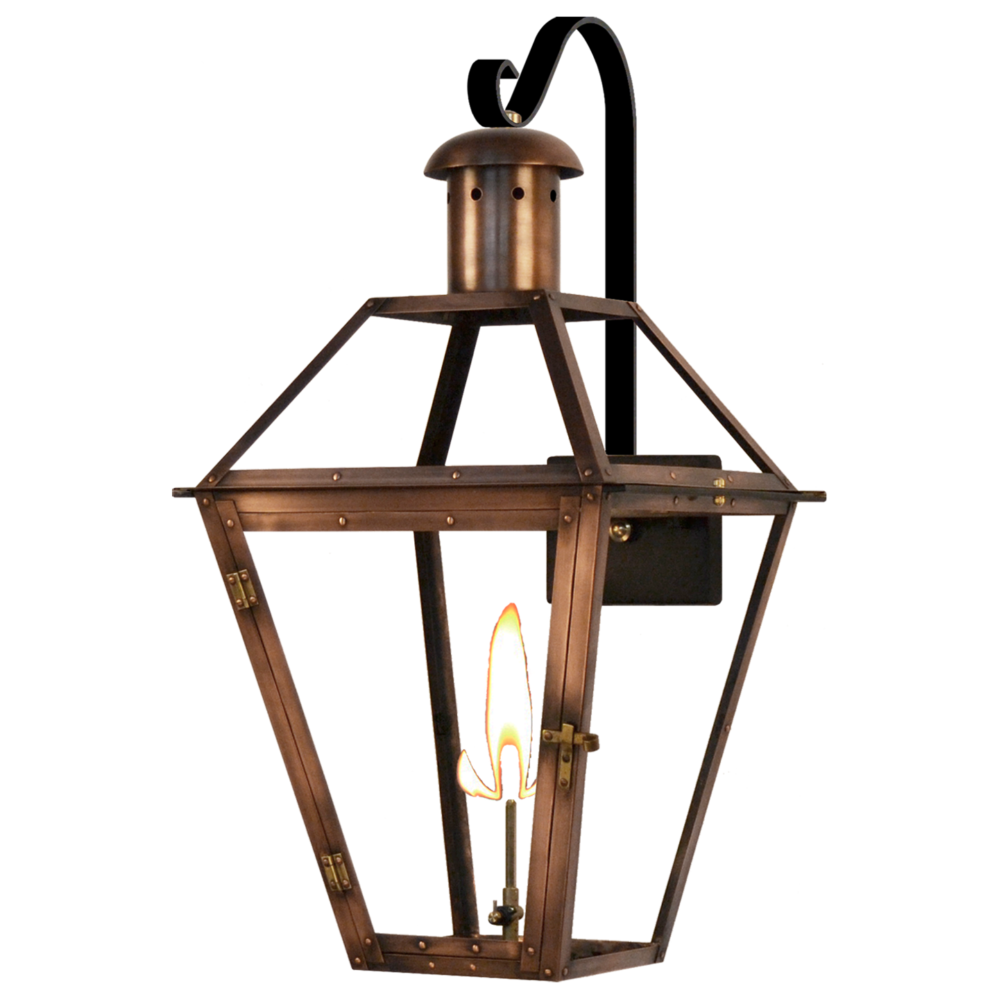 Georgetown 20" Farmhouse Hook Wall Lantern in Antique Copper, Gas