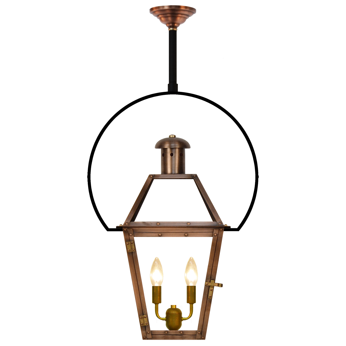 Georgetown 22" Yoke Ceiling Lantern in Antique Copper, Electric