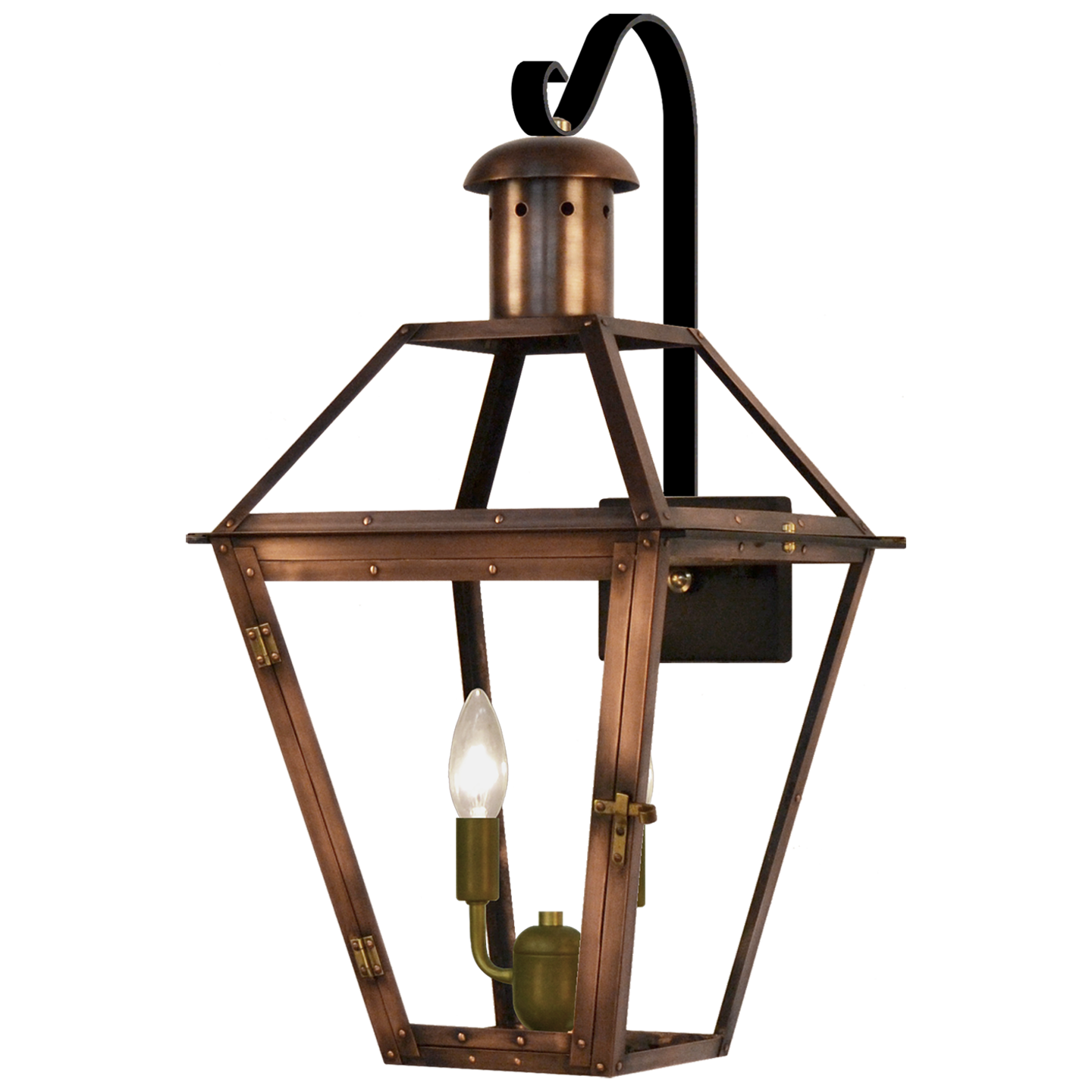 Georgetown 22" Farmhouse Hook Wall Lantern in Antique Copper, Electric