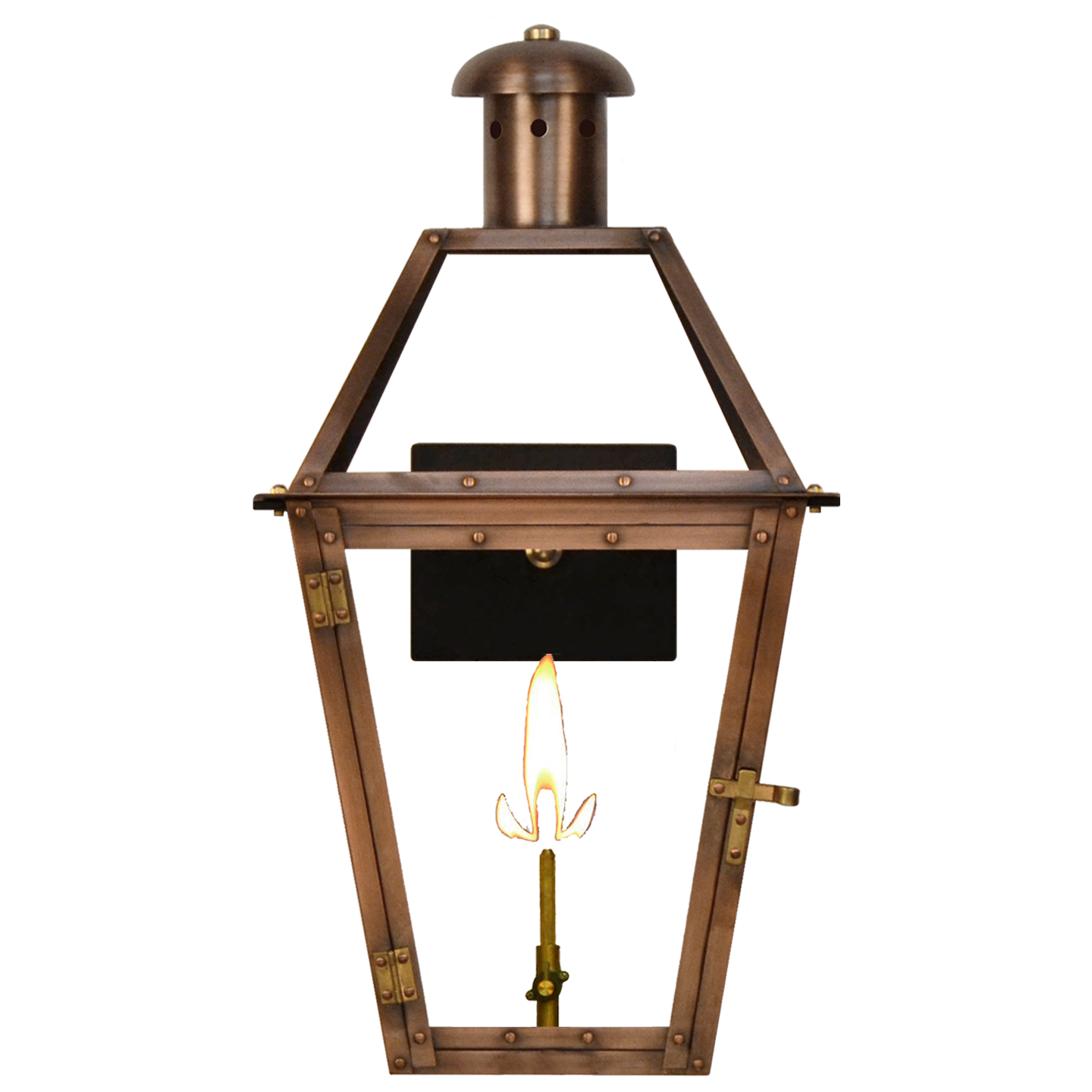 Georgetown 22" Wall Lantern in Antique Copper, Gas, Propane Tip