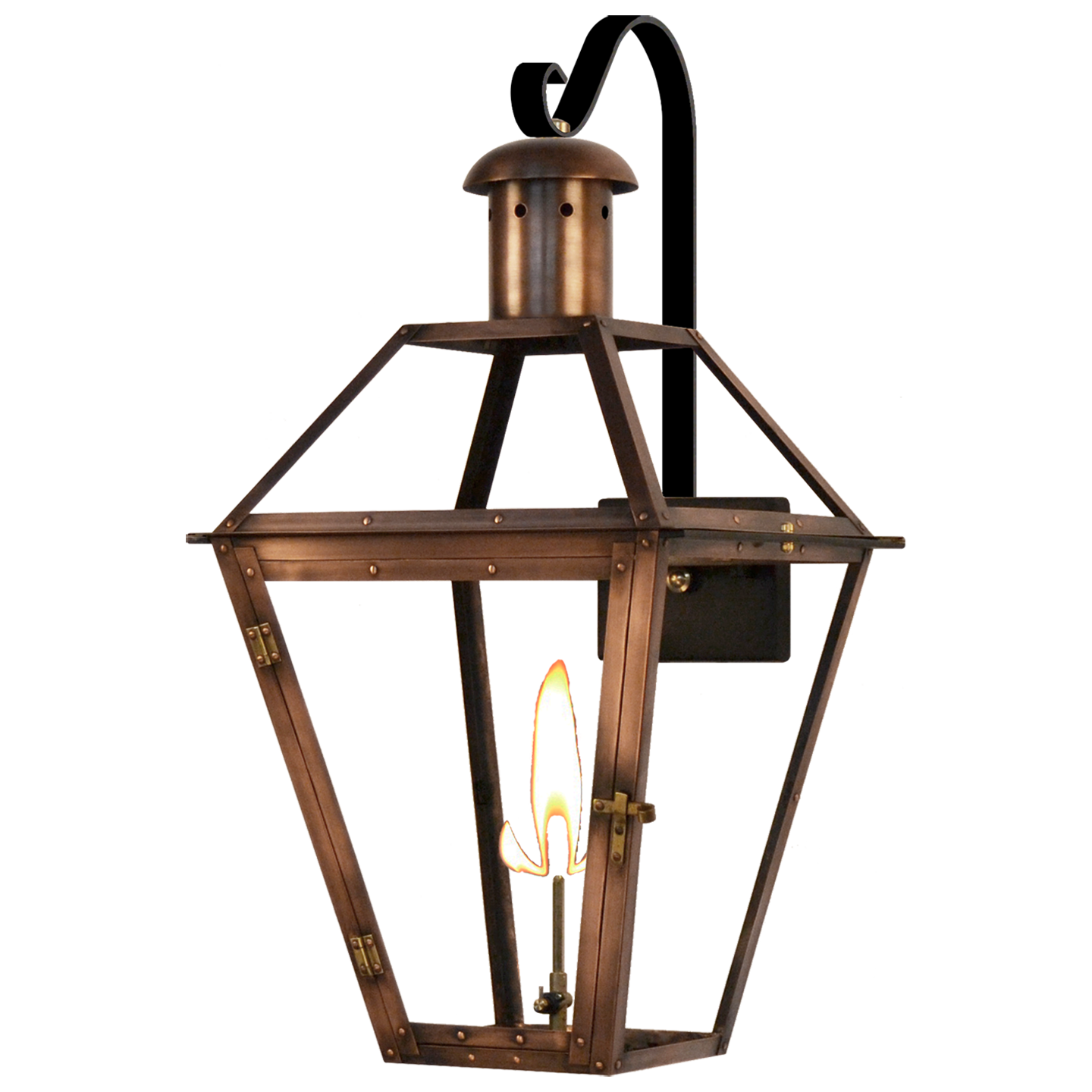 Georgetown 22" Farmhouse Hook Wall Lantern in Antique Copper, Gas