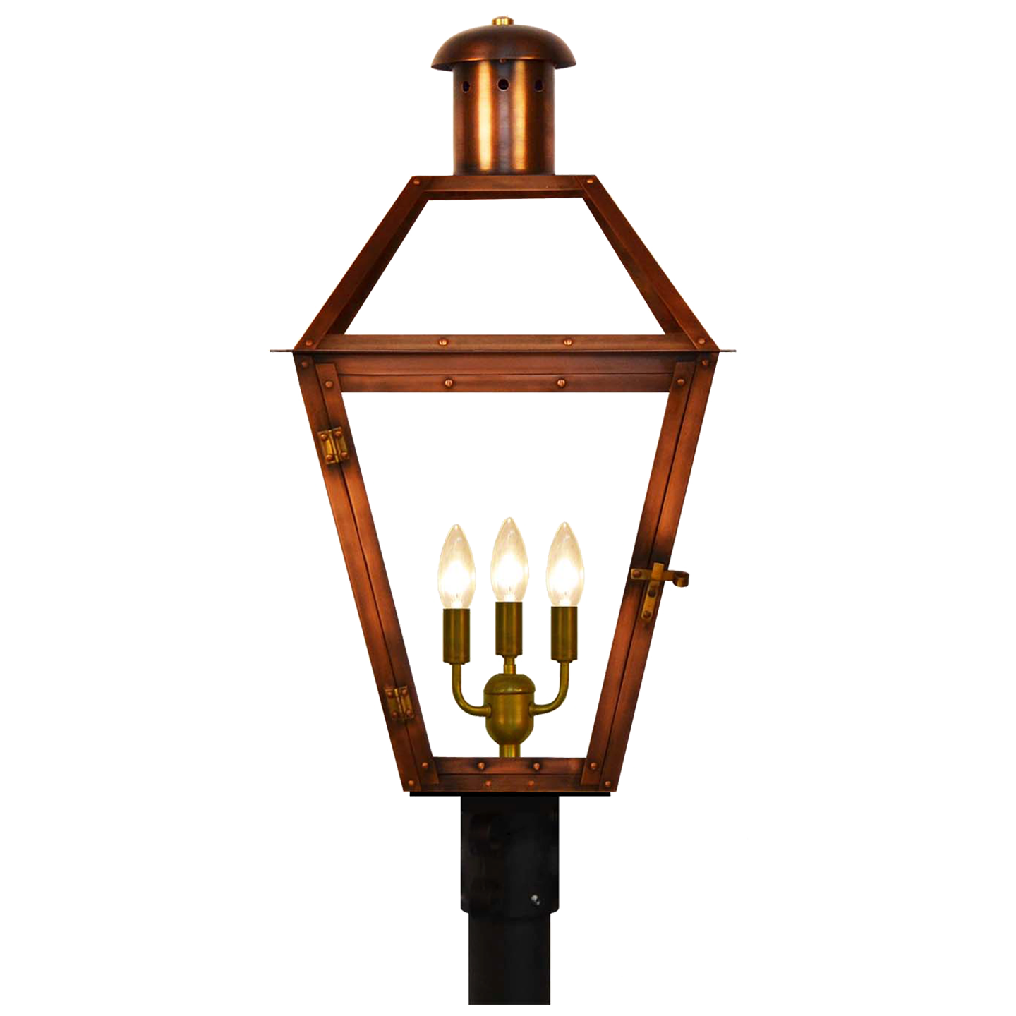 Georgetown 27" Post Lantern in Antique Copper, Electric