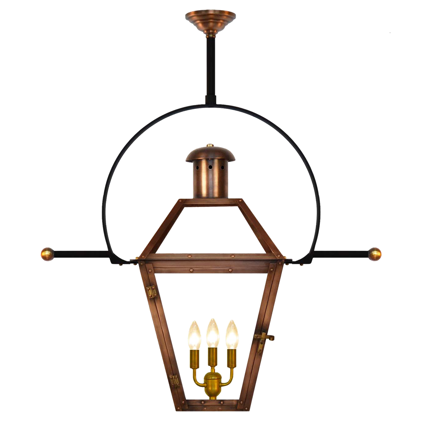 Georgetown 36" Classic Yoke Ladder Rest Ceiling Lantern in Antique Copper, Electric