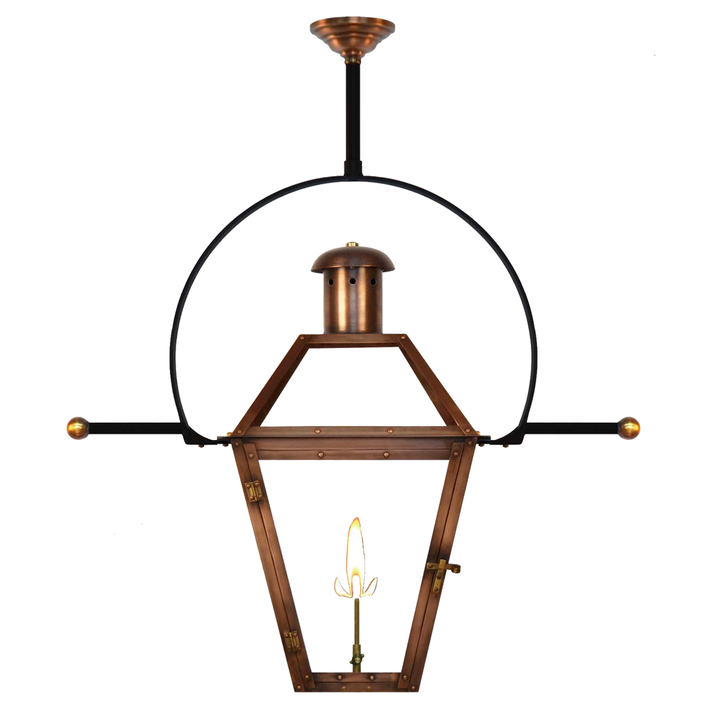 Georgetown 36" Classic Yoke Ladder Rest Ceiling Lantern in Antique Copper, Gas, Propane Tip
