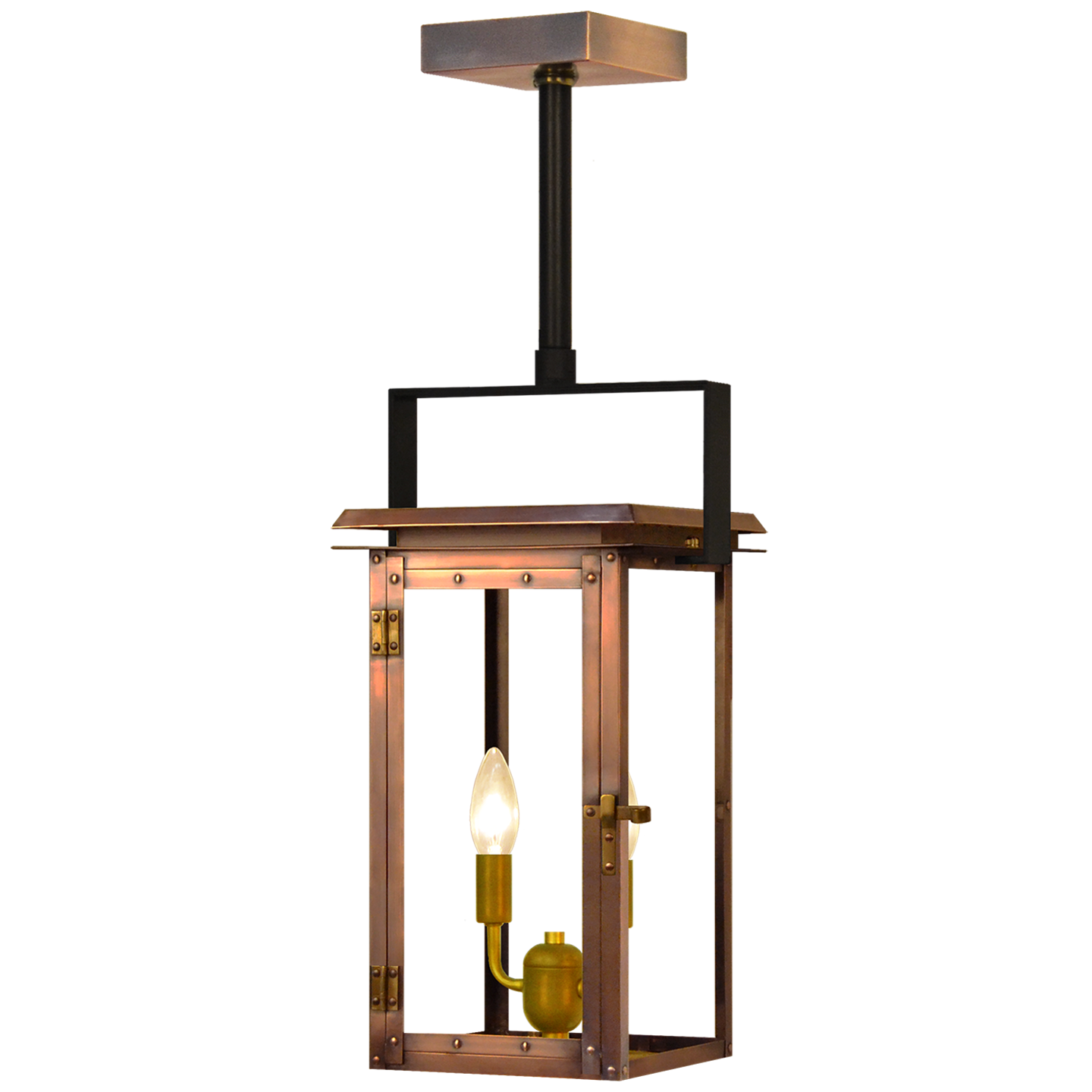 Hyland 14.5" Contemporary Yoke Lantern in Antique Copper, Electric