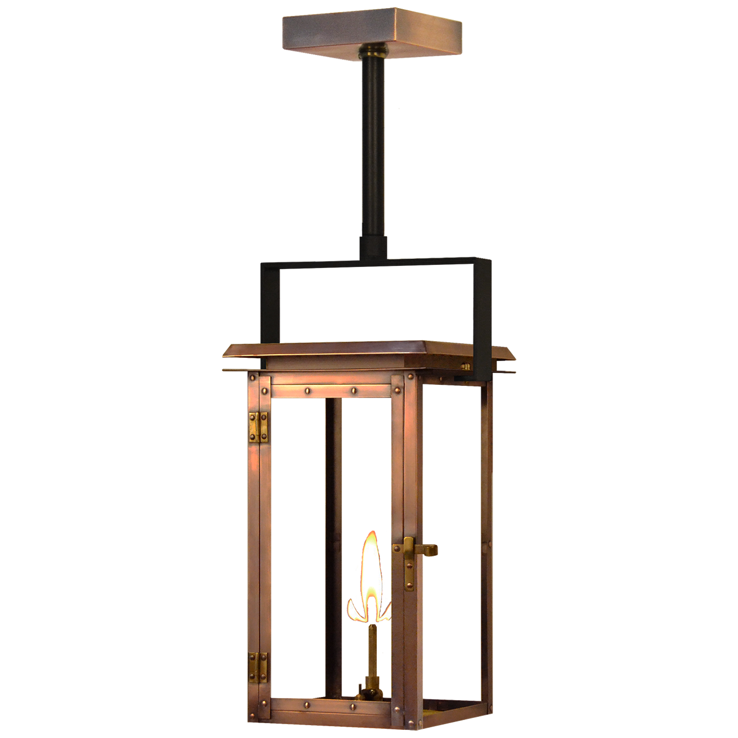 Hyland 14.5" Contemporary Yoke Lantern in Antique Copper, Gas
