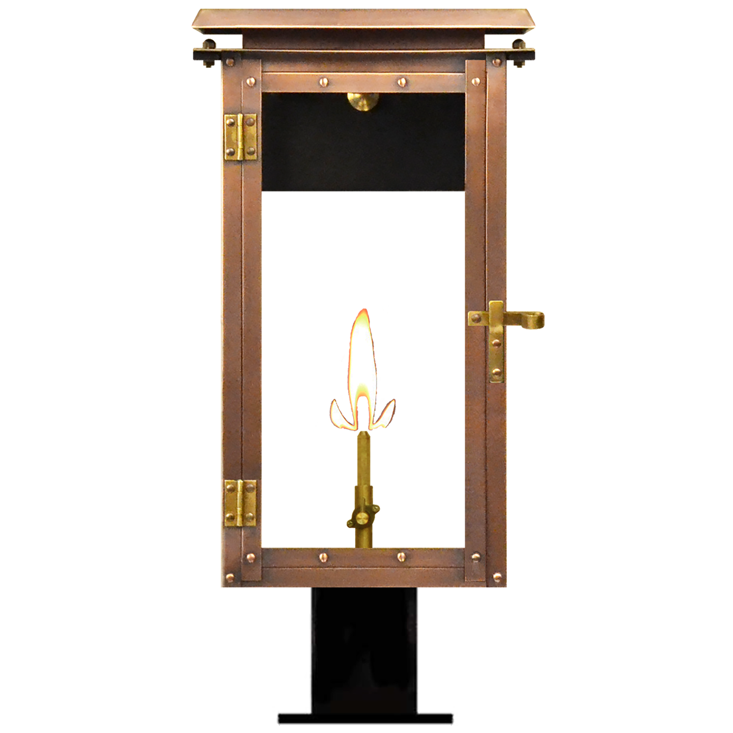 Hyland 17.5" Post Fitter Lantern in Antique Copper, Gas Propane Tip