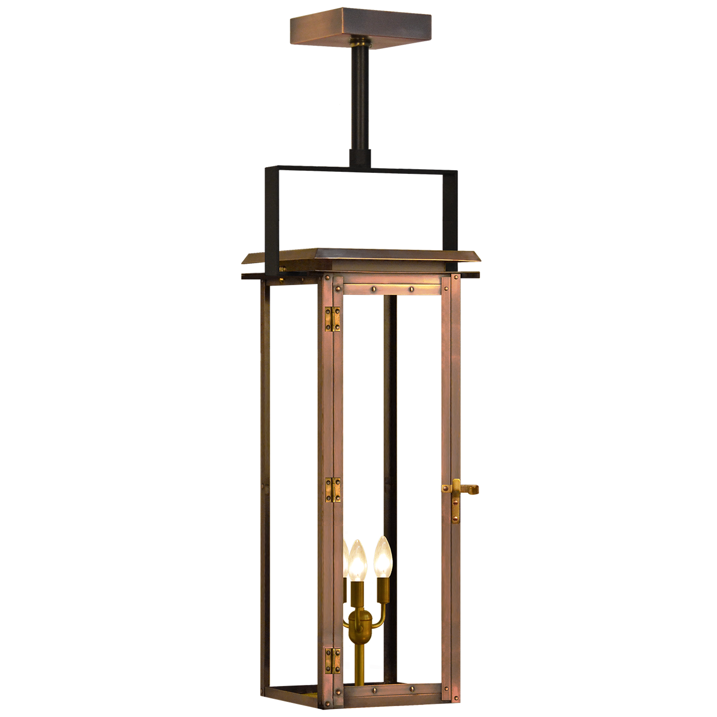 Hyland 20.5" Contemporary Yoke Lantern in Antique Copper, Electric