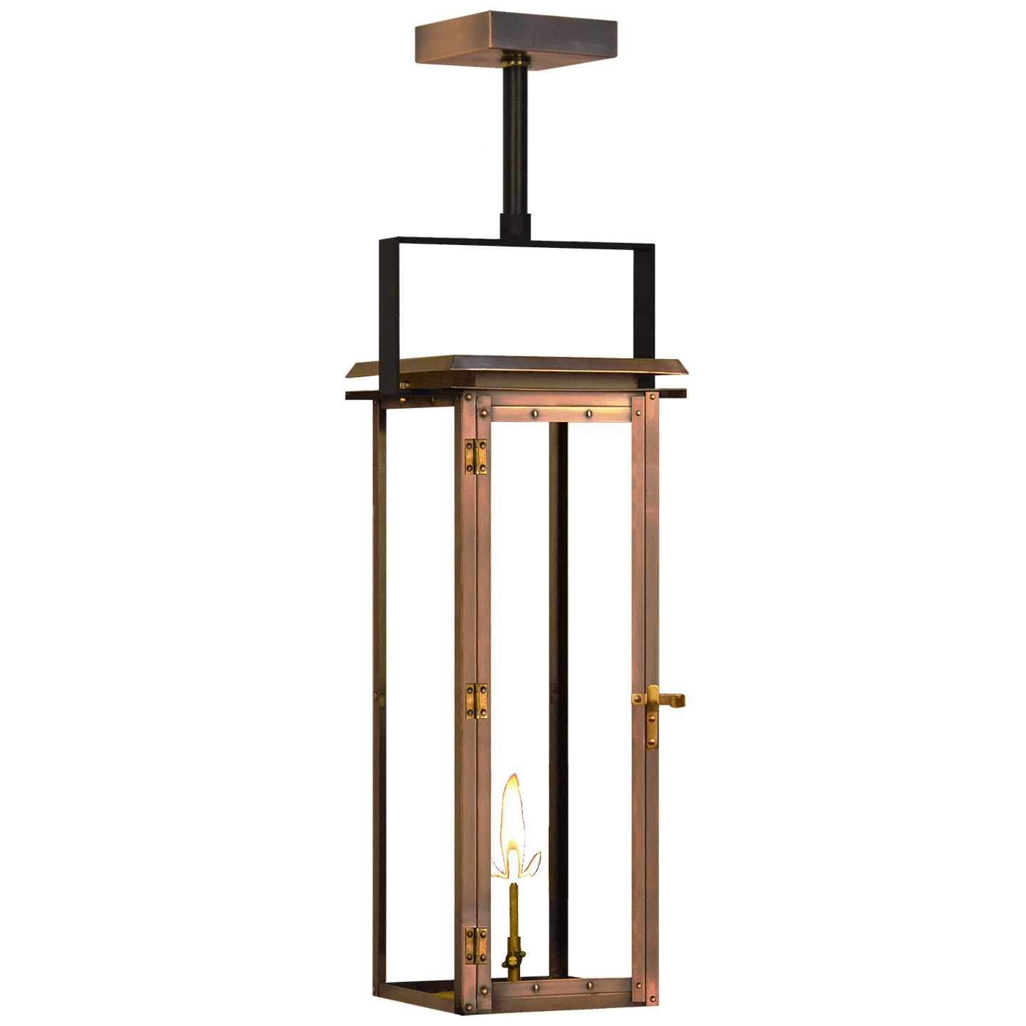 Hyland 20.5" Contemporary Yoke Lantern in Antique Copper, Gas Propane Tip