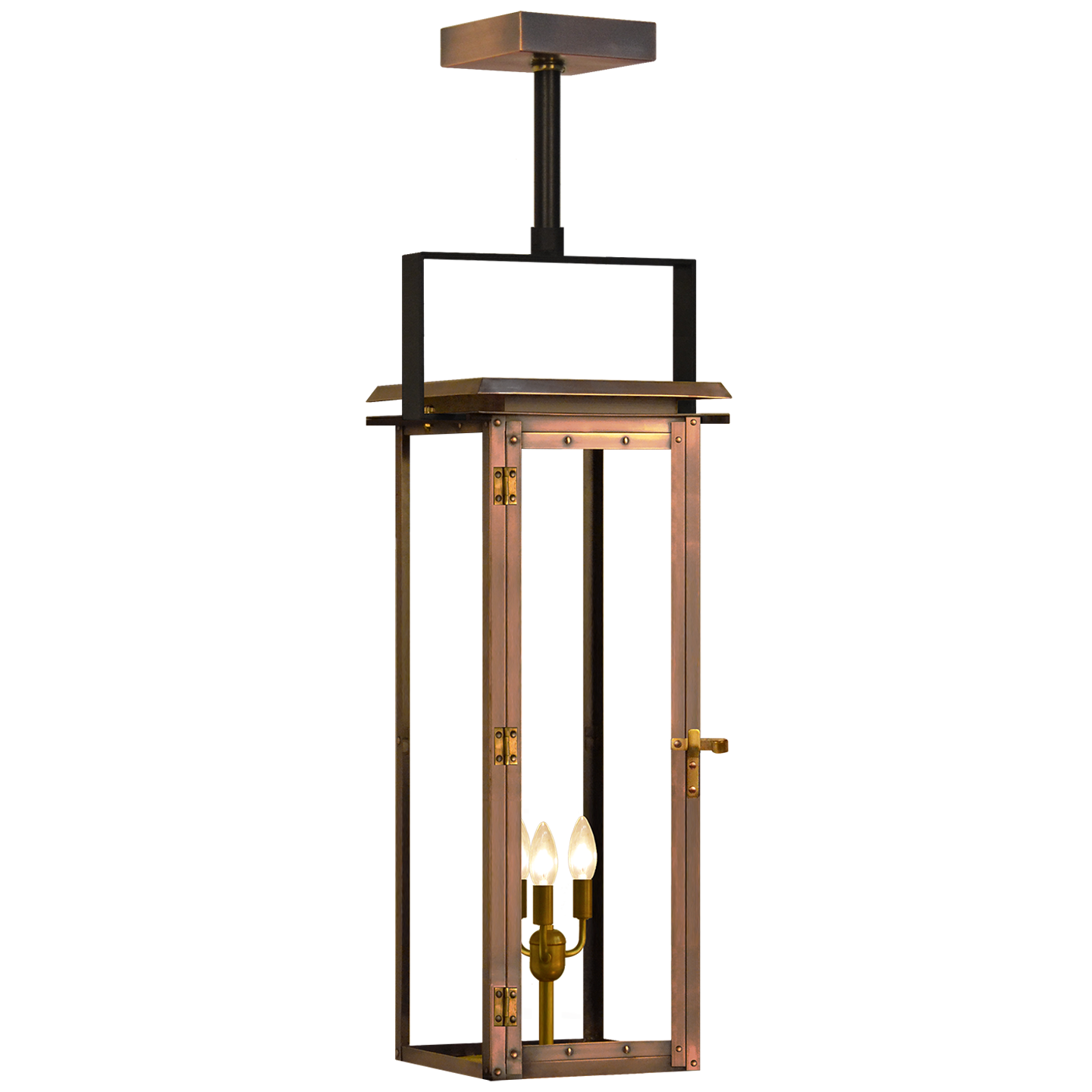 Hyland 30" Contemporary Yoke Lantern in Antique Copper, Electric