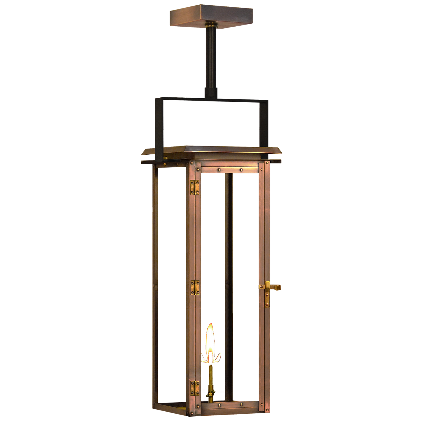 Hyland 30" Contemporary Yoke Lantern in Antique Copper, Gas Propane Tip