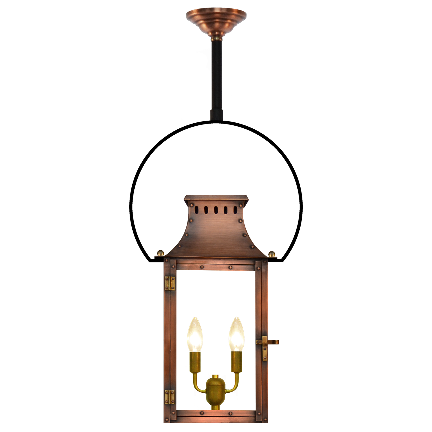 Market Street 16" Yoke Ceiling Lantern in Antique Copper, Electric