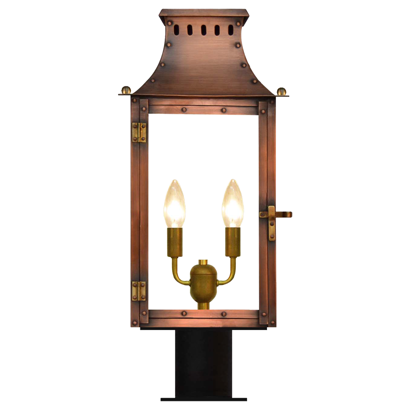 Market Street 16" Post Lantern in Antique Copper, Electric