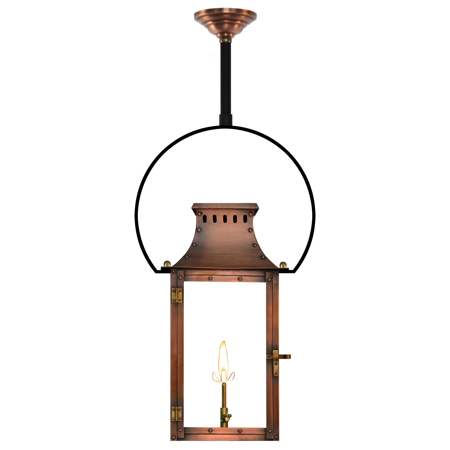 Market Street 19" Yoke Ceiling Lantern in Antique Copper, Gas, Propane Tip