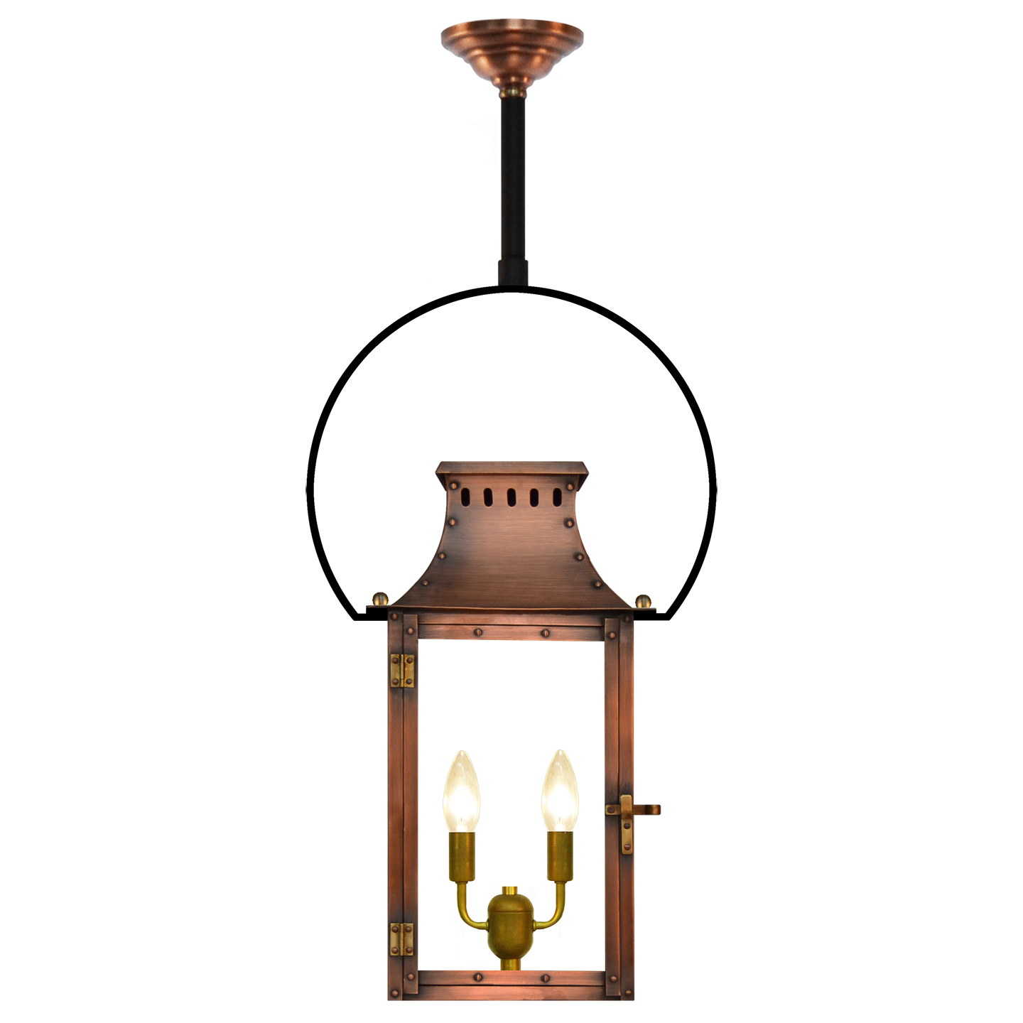 Market Street 21" Yoke Ceiling Lantern in Antique Copper, Electric