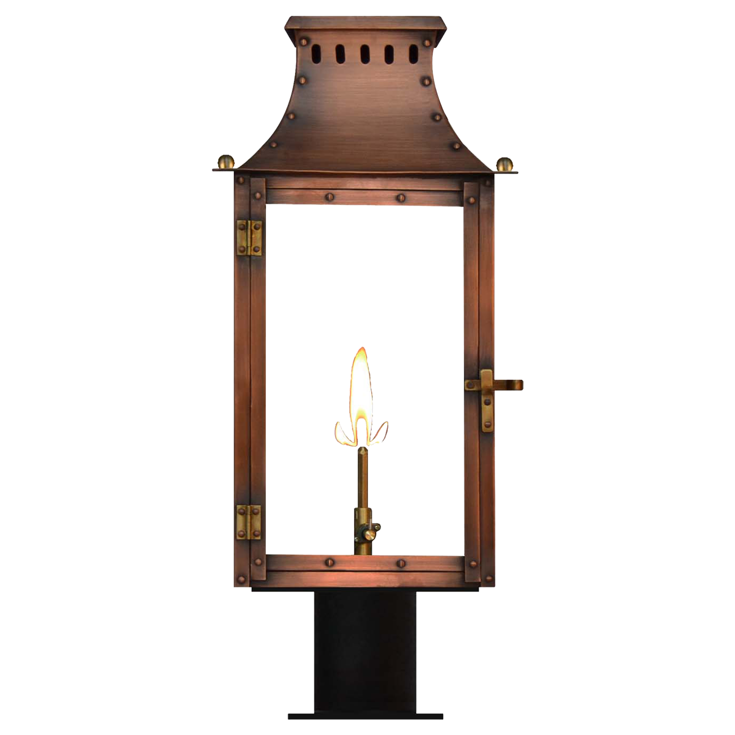 Market Street 21" Post Lantern in Antique Copper, Gas, Propane Tip