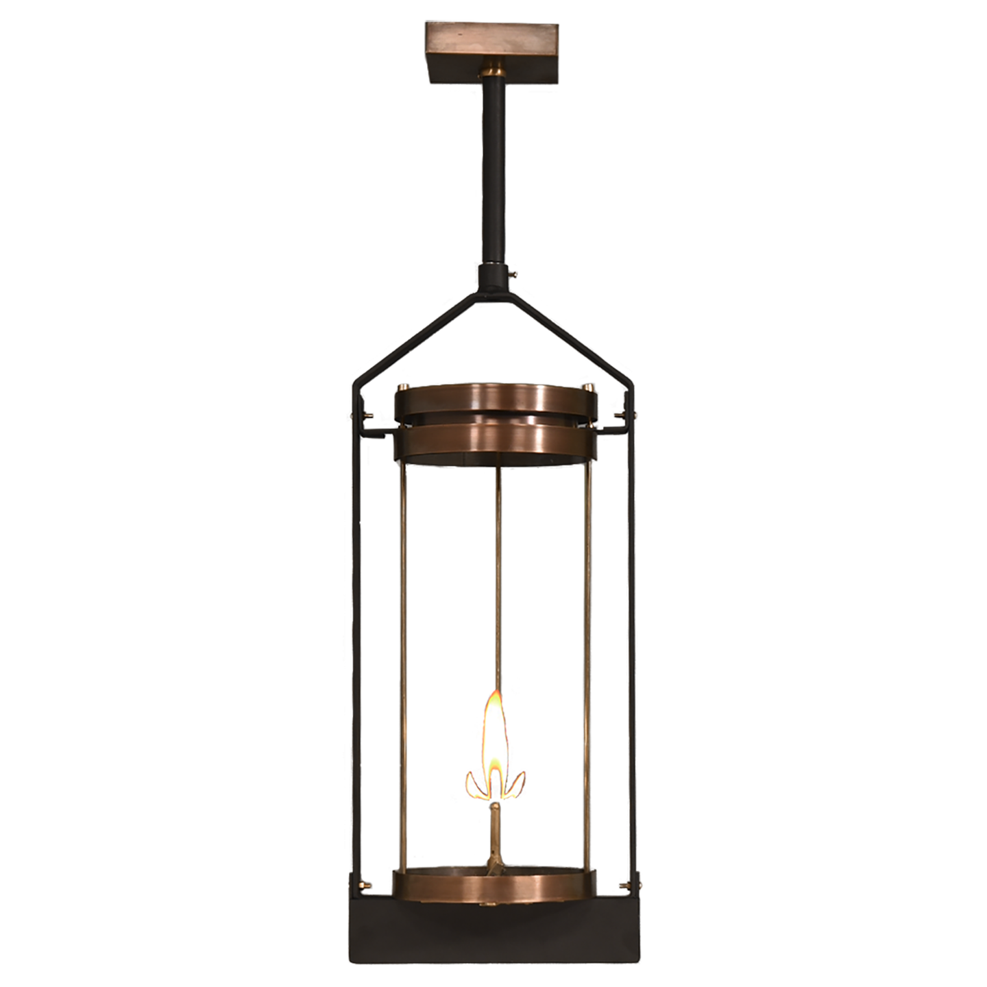 Paradise Bay 24" Contemporary Yoke Ceiling Lantern in Antique Copper, Gas, Propane Tip