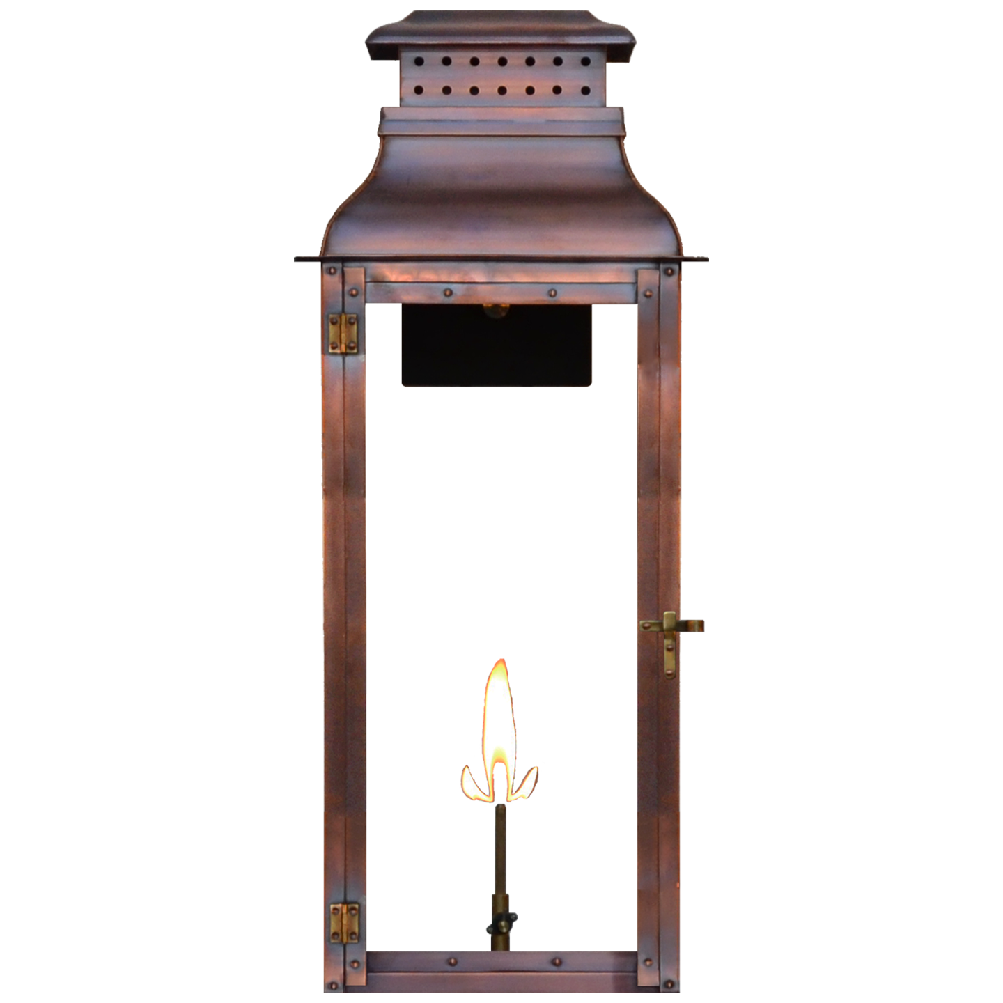 Palmetto 29" Wall Lantern in Antique Copper, Gas Propane Tip