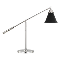 Wellfleet Cone Desk Lamp Midnight Black and Polished Nickel Bulbs Inc