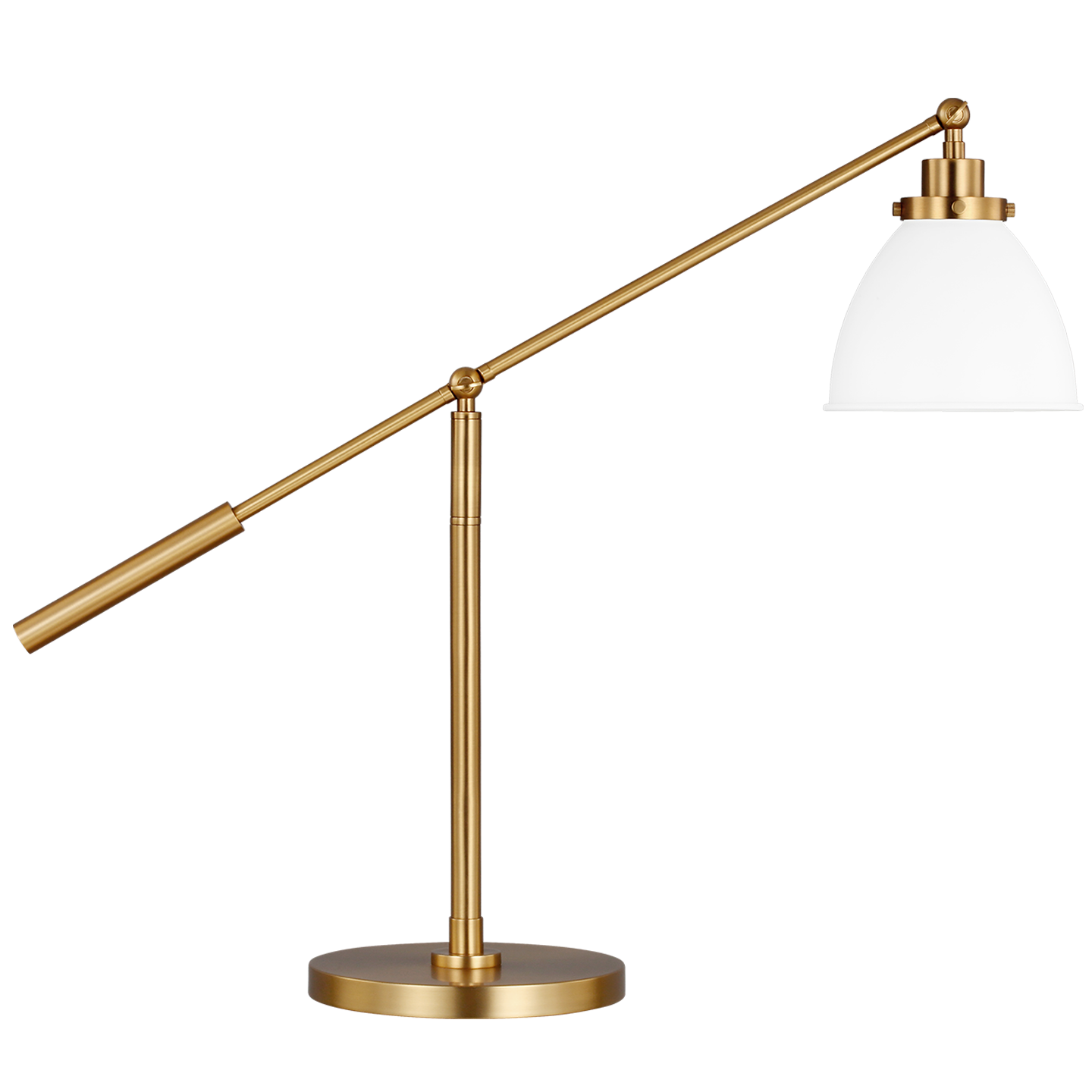 Wellfleet Dome Desk Lamp Matte White and Burnished Brass Bulbs Inc