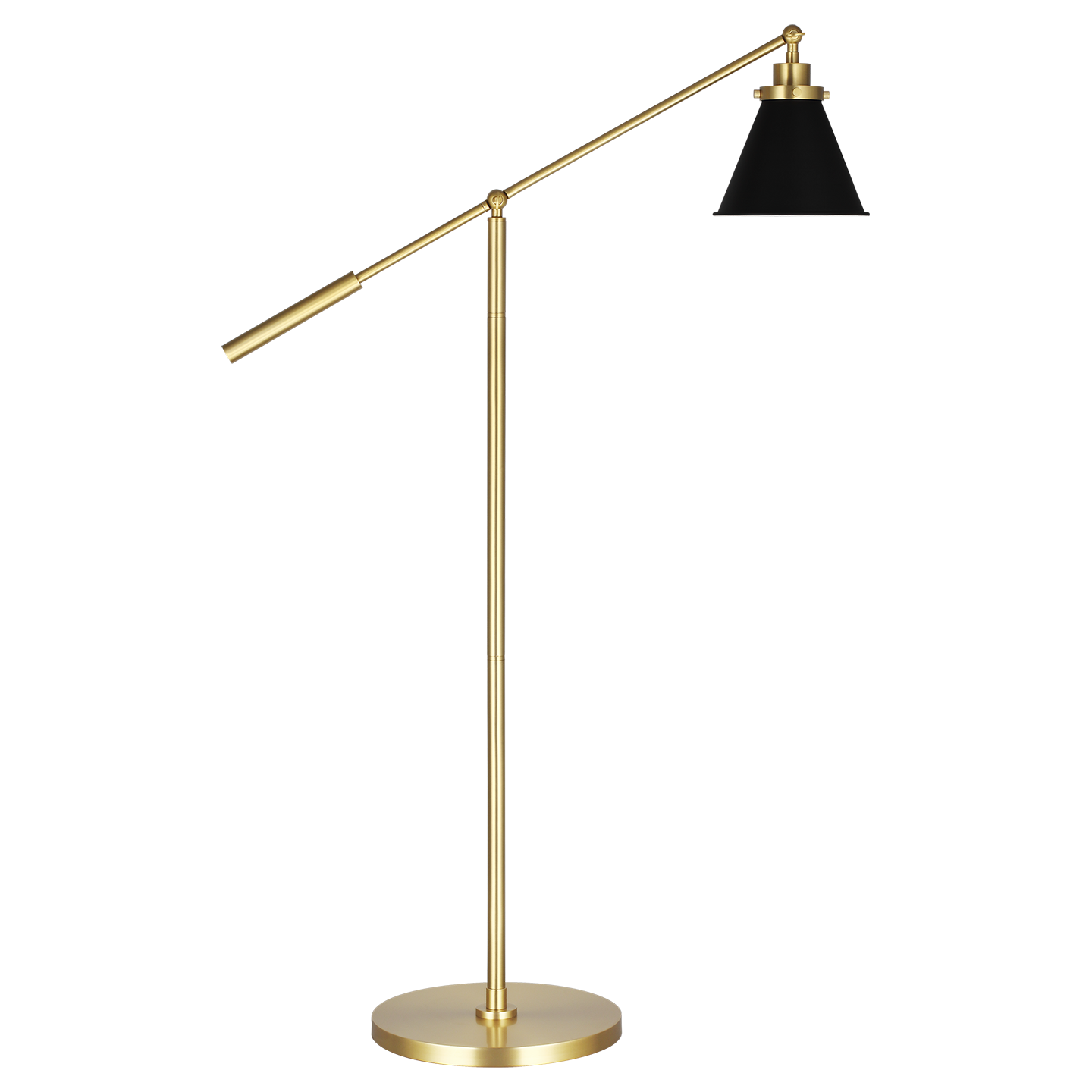 Wellfleet Cone Floor Lamp Midnight Black and Burnished Brass Bulbs Inc