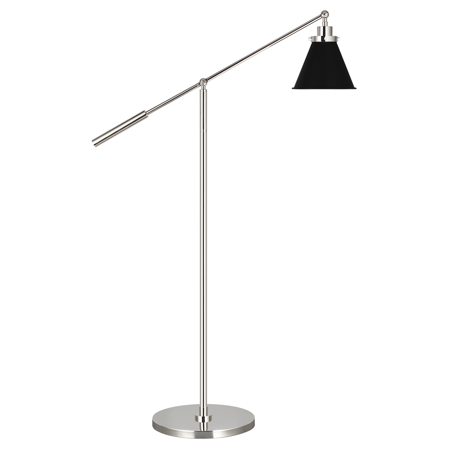 Wellfleet Cone Floor Lamp Midnight Black and Polished Nickel Bulbs Inc