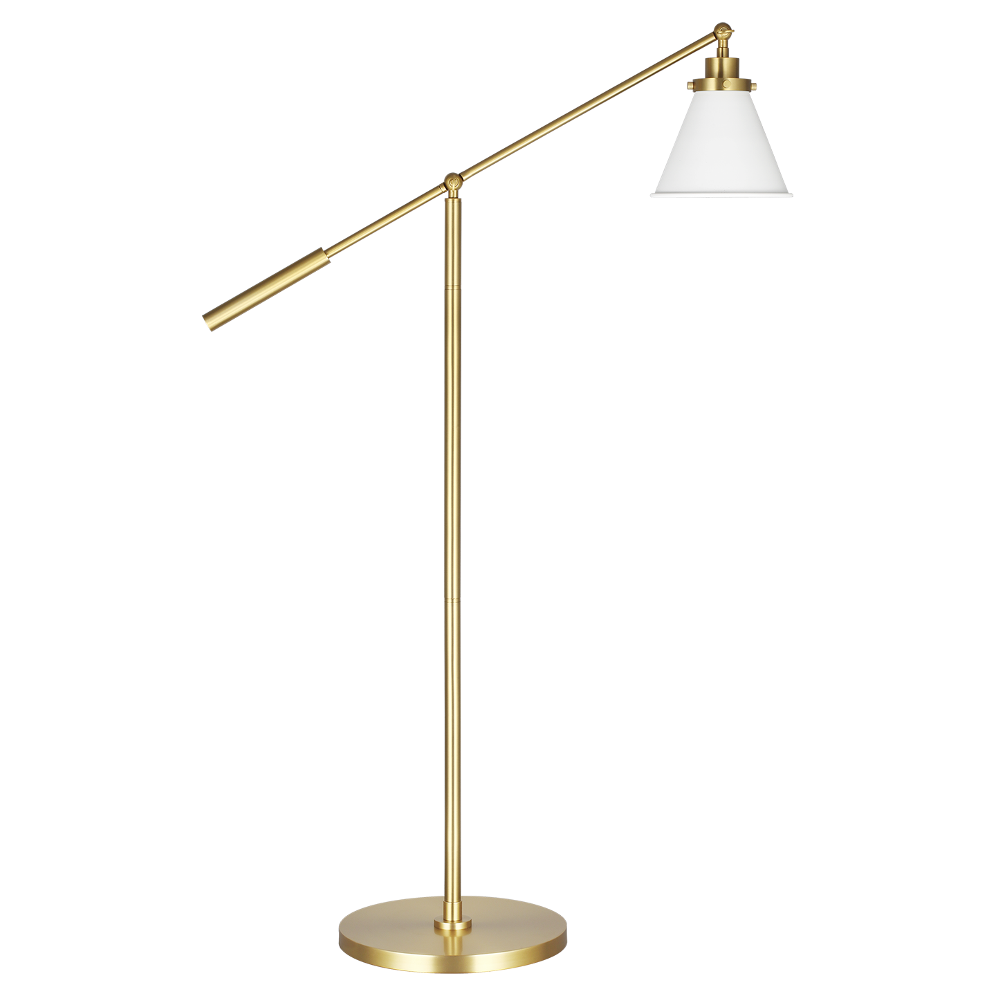 Wellfleet Cone Floor Lamp Matte White and Burnished Brass Bulbs Inc