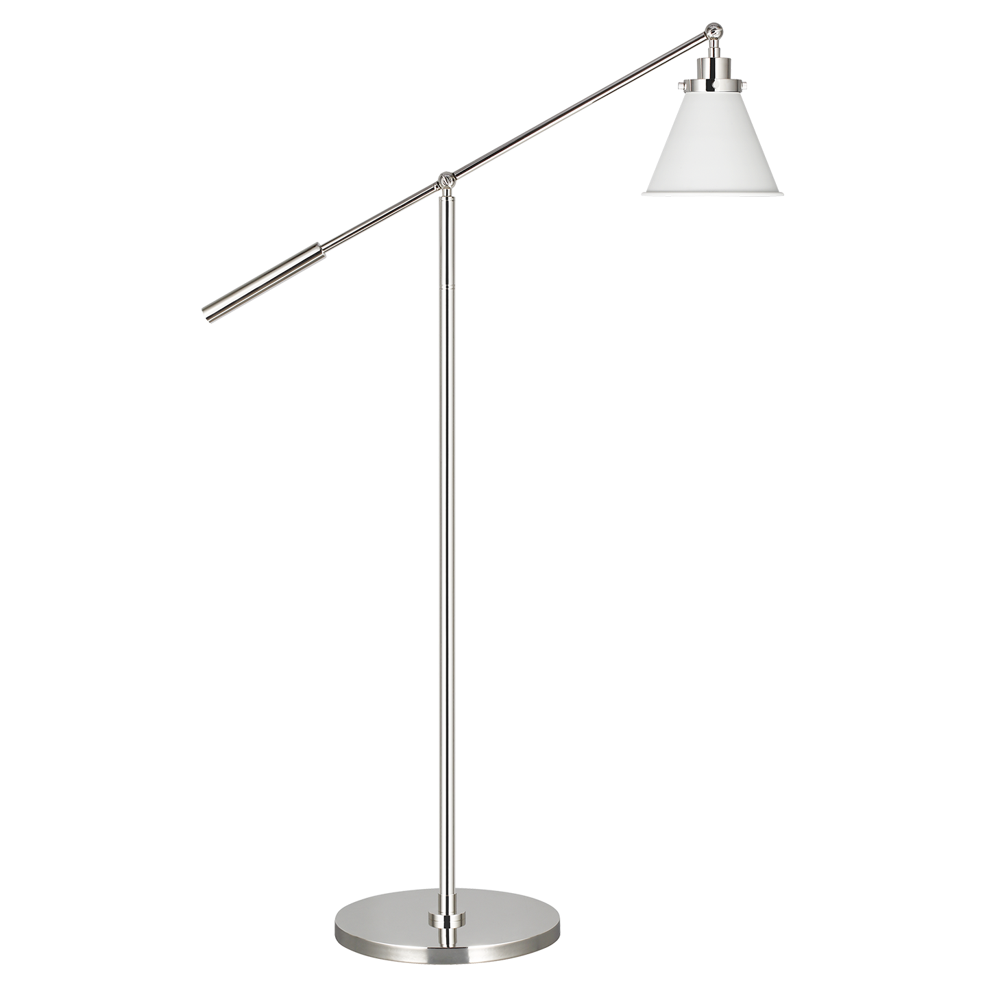 Wellfleet Cone Floor Lamp Matte White and Polished Nickel Bulbs Inc