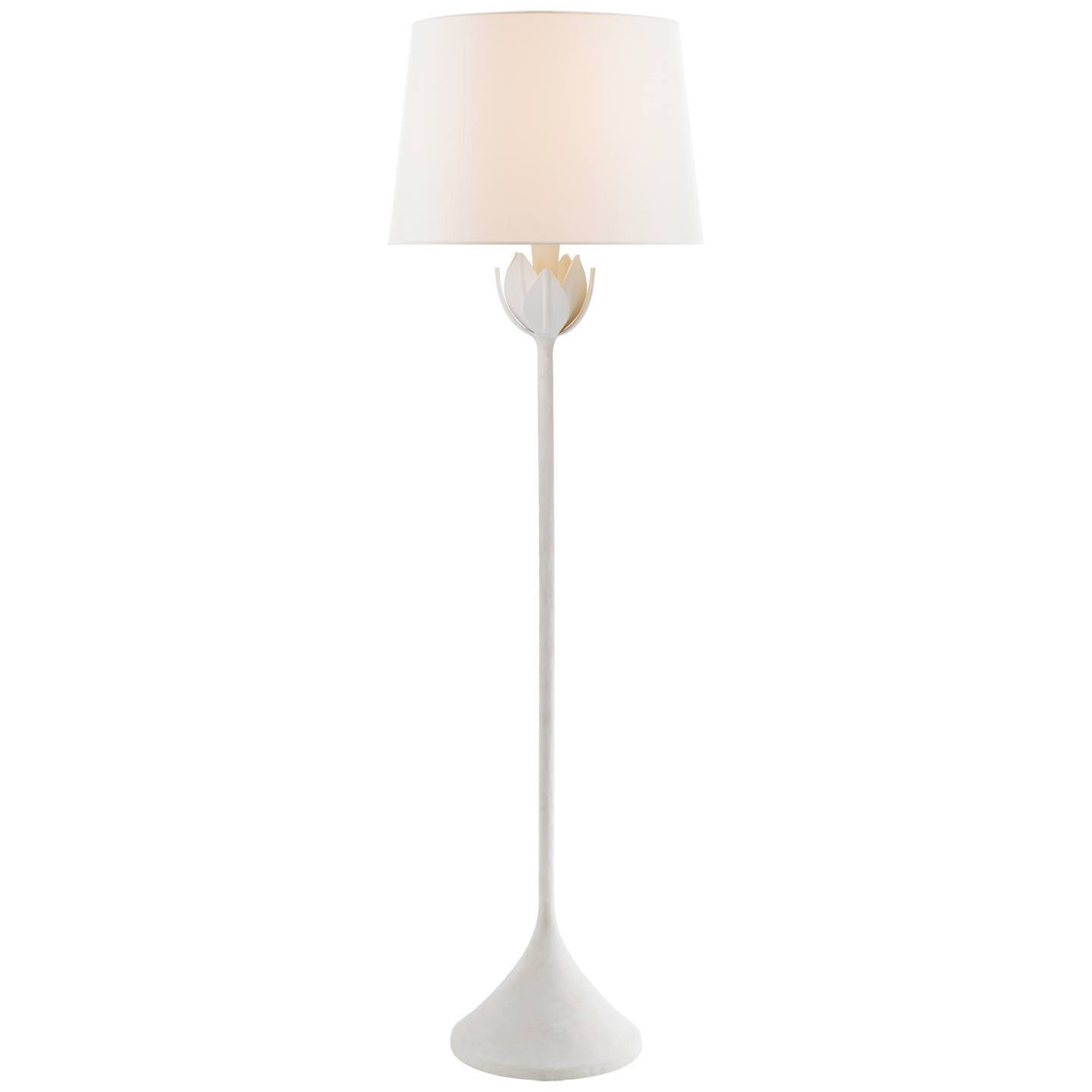 Alberto Large Floor Lamp in Plaster White with Linen Shade