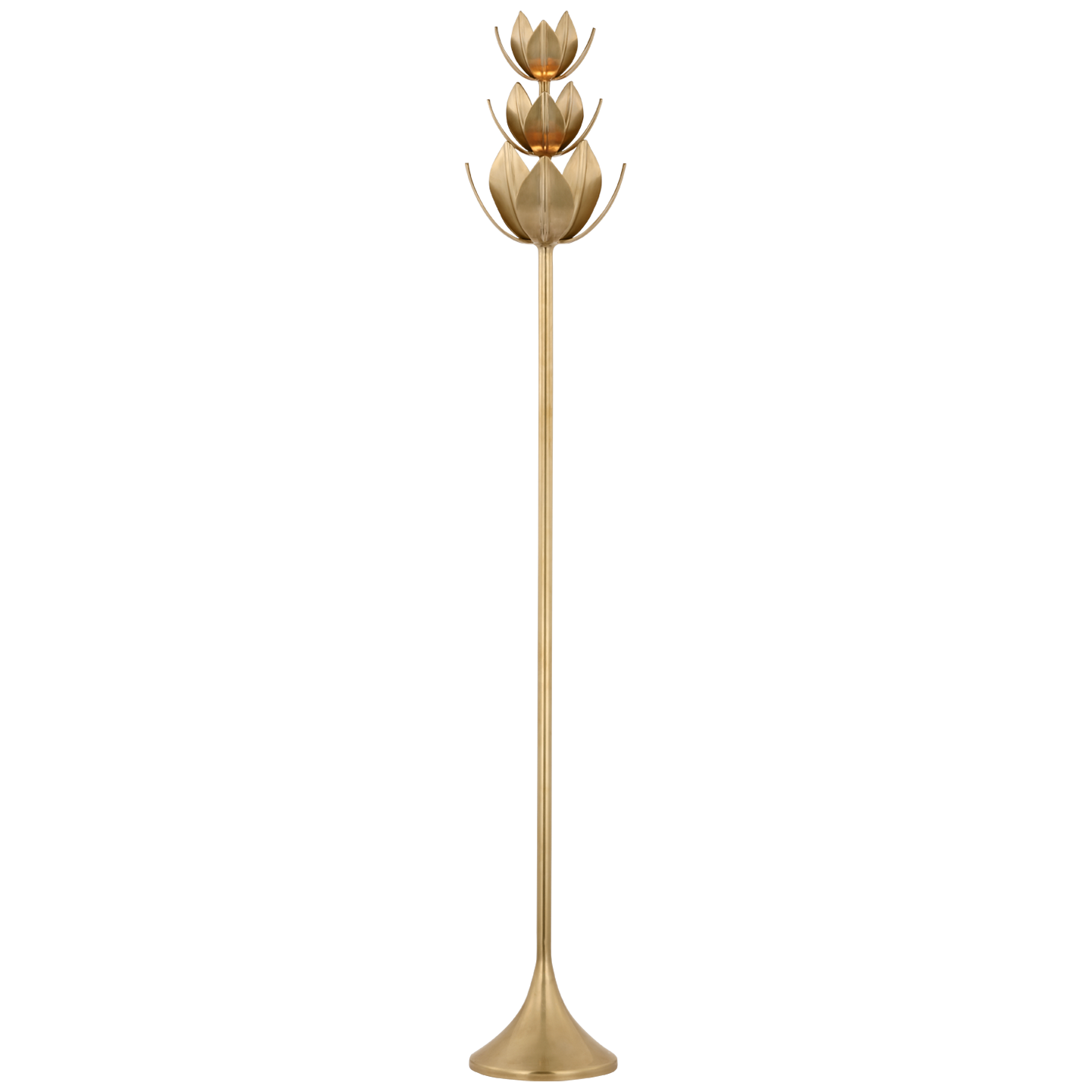 Alberto 70" Floor Torchiere in Antique-Burnished Brass
