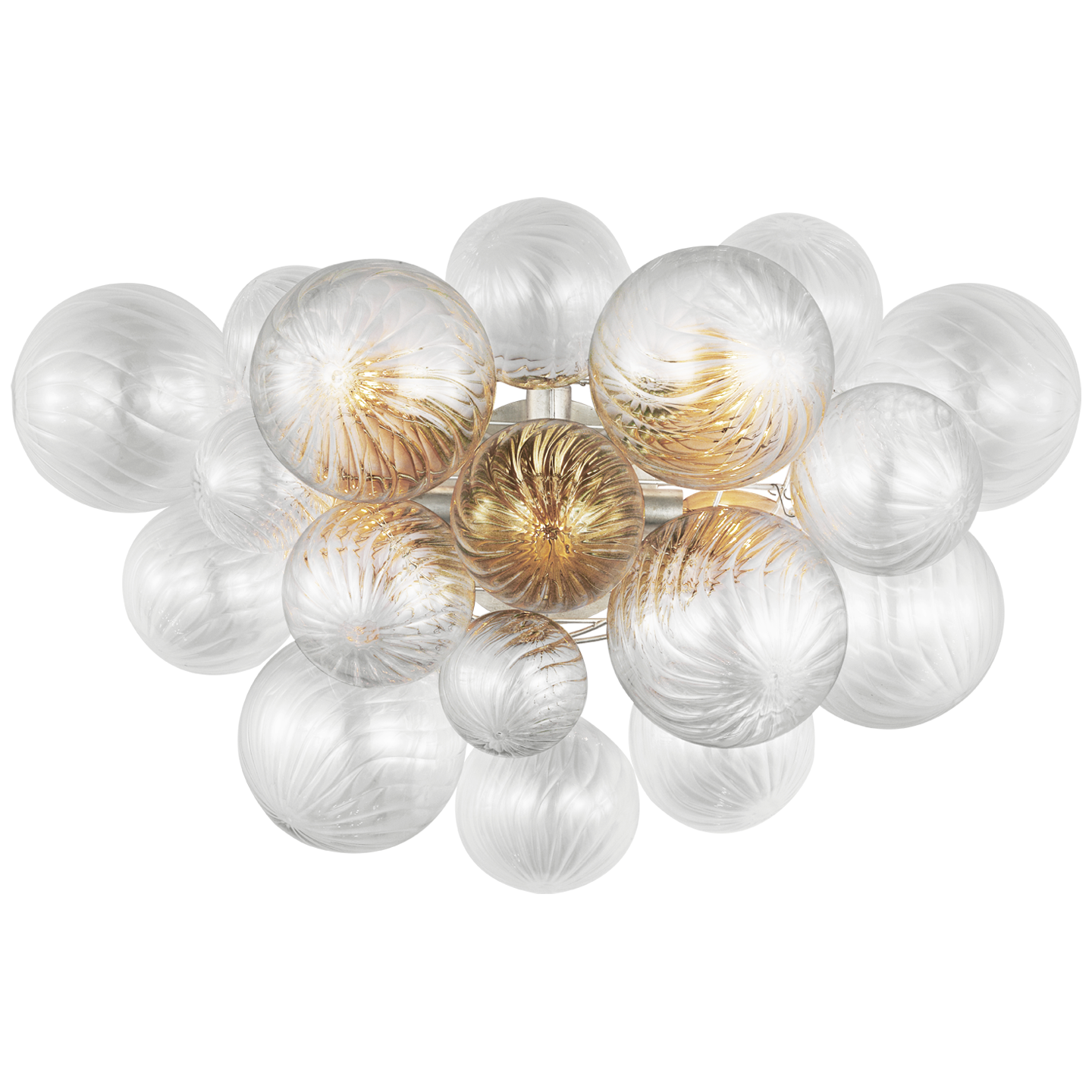 Talia Large Sconce in Burnished Silver Leaf with Clear Swirled Glass