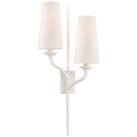 Iberia Double Left Sconce in Plaster White with Linen Shades