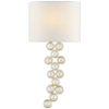 Milazzo Medium Right Sconce in Gild and Crystal with Linen Shade